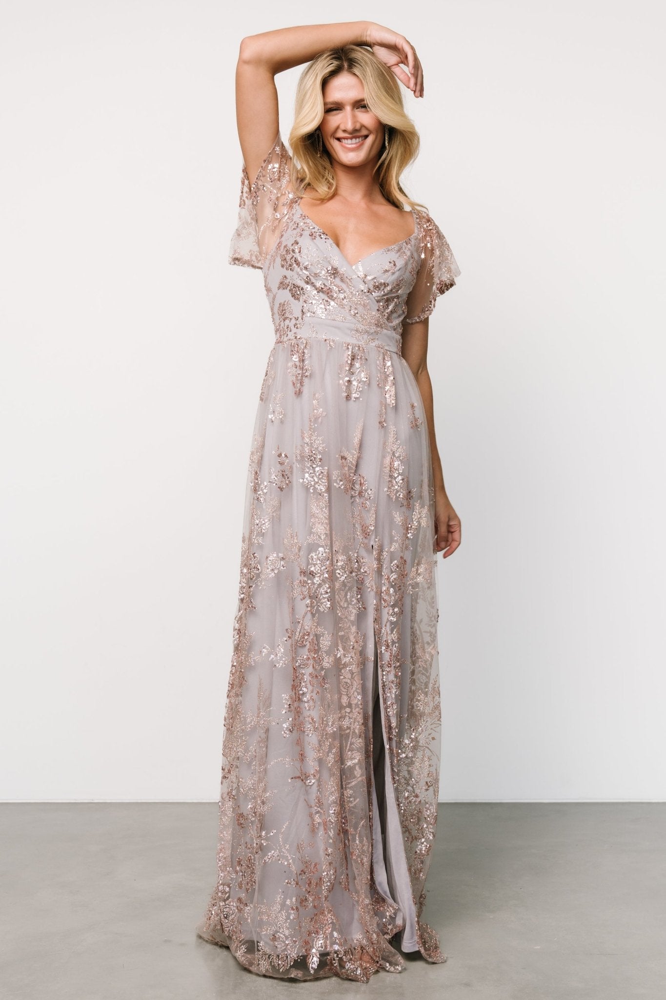 Corinne Shimmer Maxi Gown | Lavender Clearance Ebay