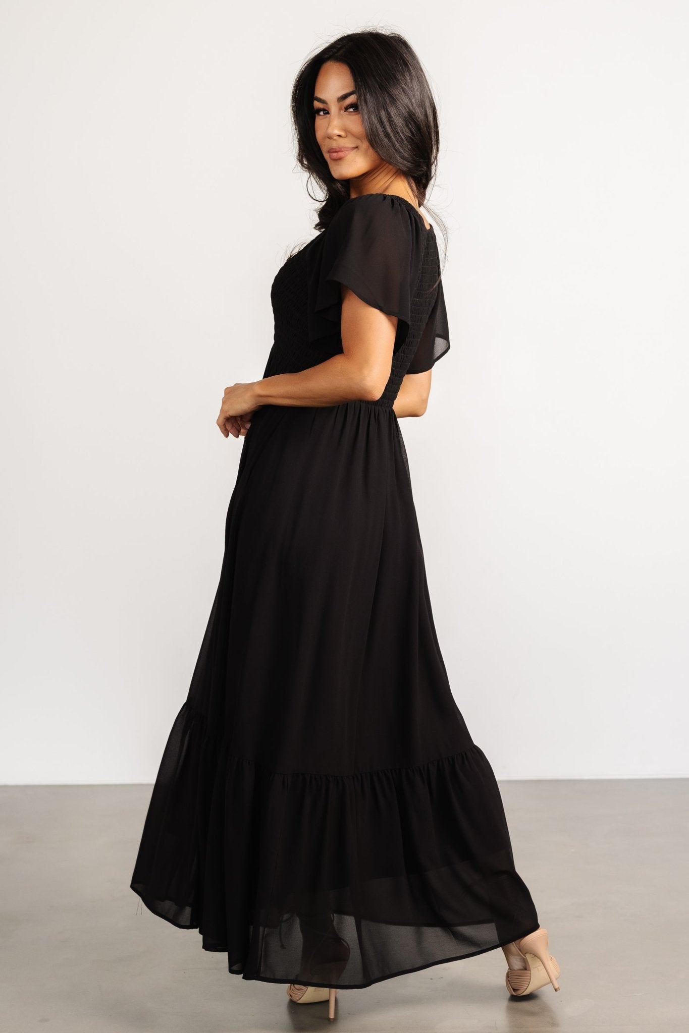 Monica Smocked Dress | Black Outlet Footlocker Finishline