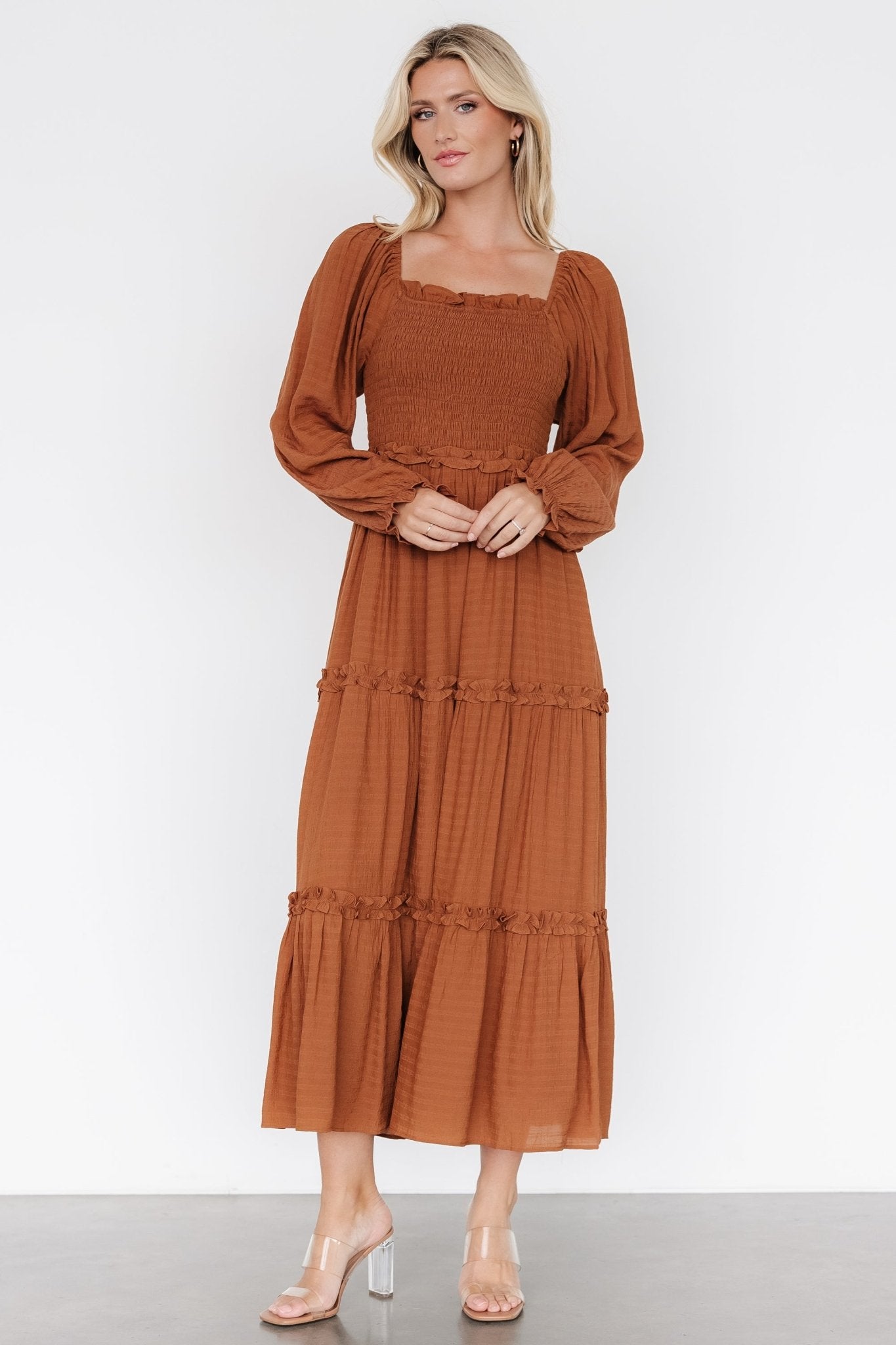 Rowan Tiered Dress | Warm Brown 100% Original Sale Online