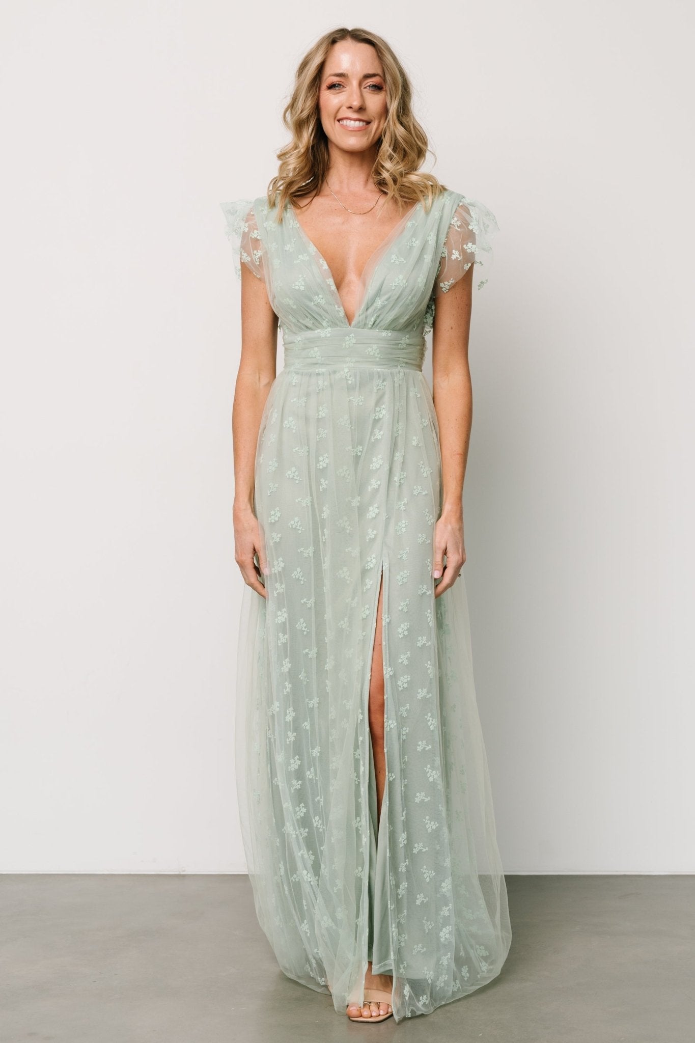 Caterina Tulle Maxi Dress | Sage Free Shipping New Styles