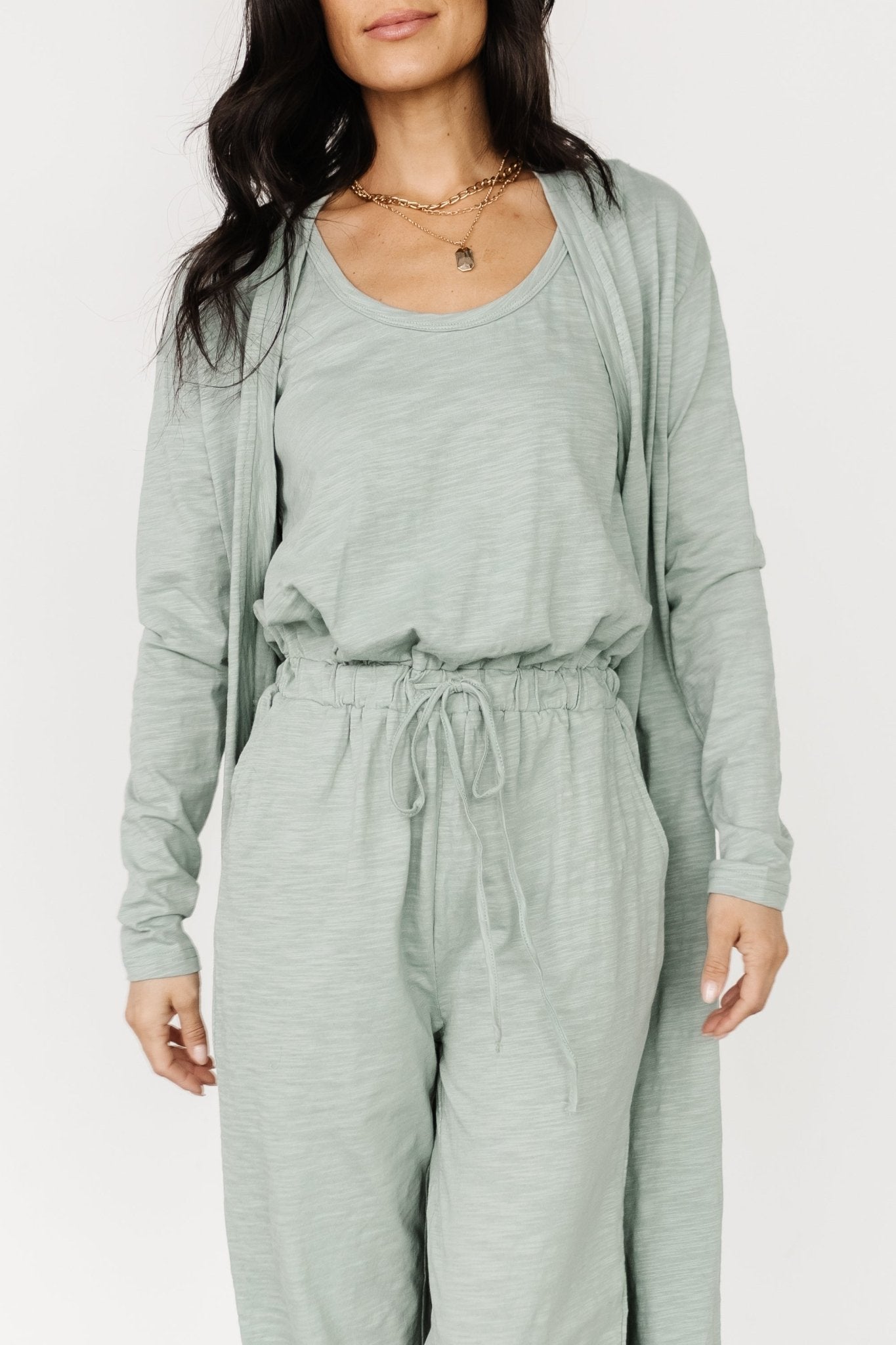 Janae Jumpsuit + Cardigan Set | Sage Outlet Top Quality