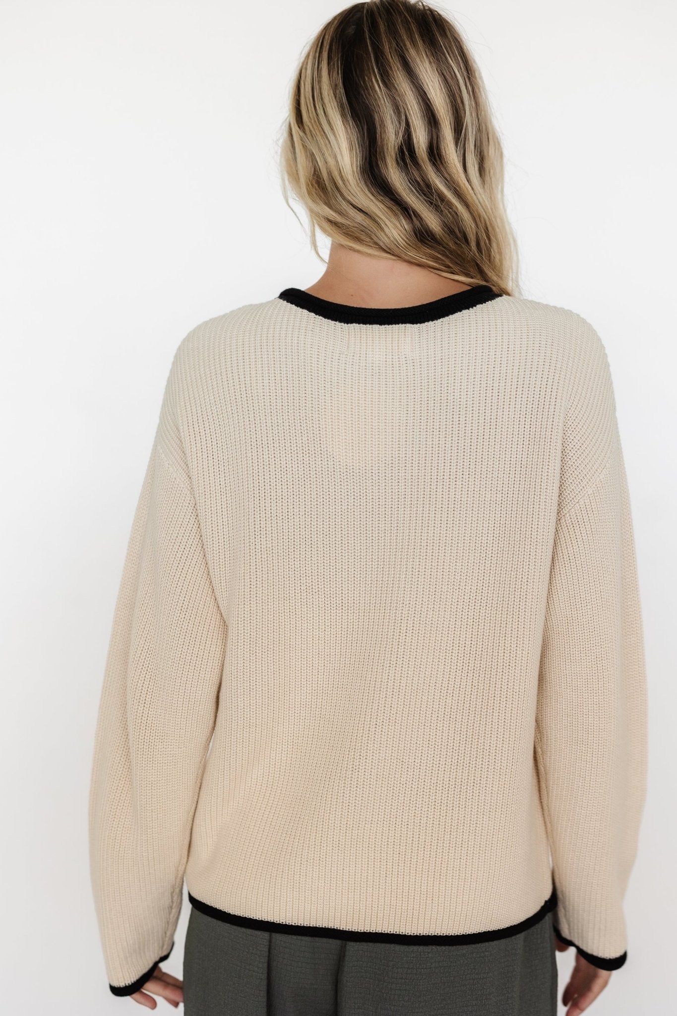 Tiffany Knit Sweater | Cream + Black Free Shipping Visit