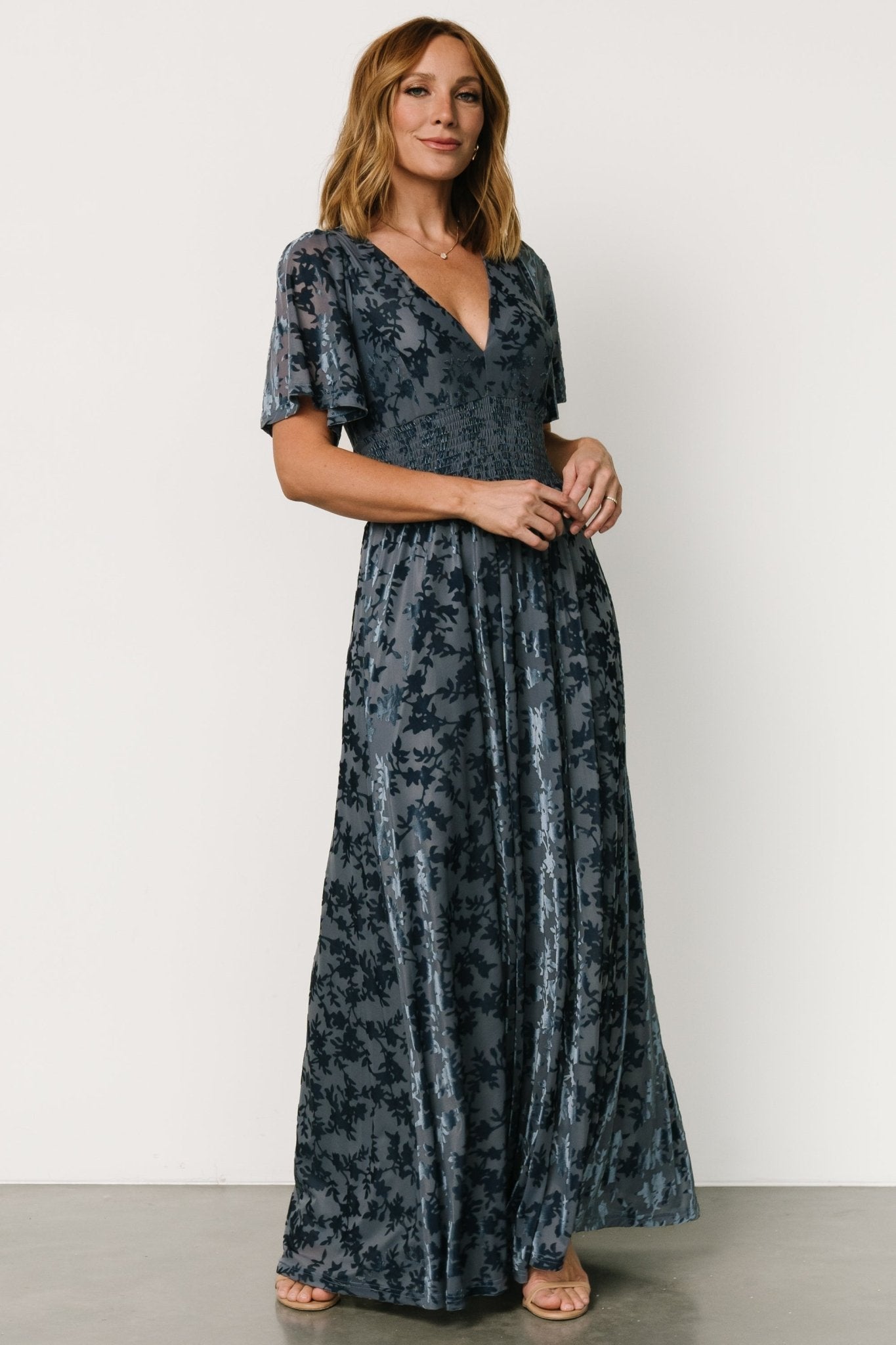 Veronica Velvet Maxi Dress | Whisper Blue Big Discount Online