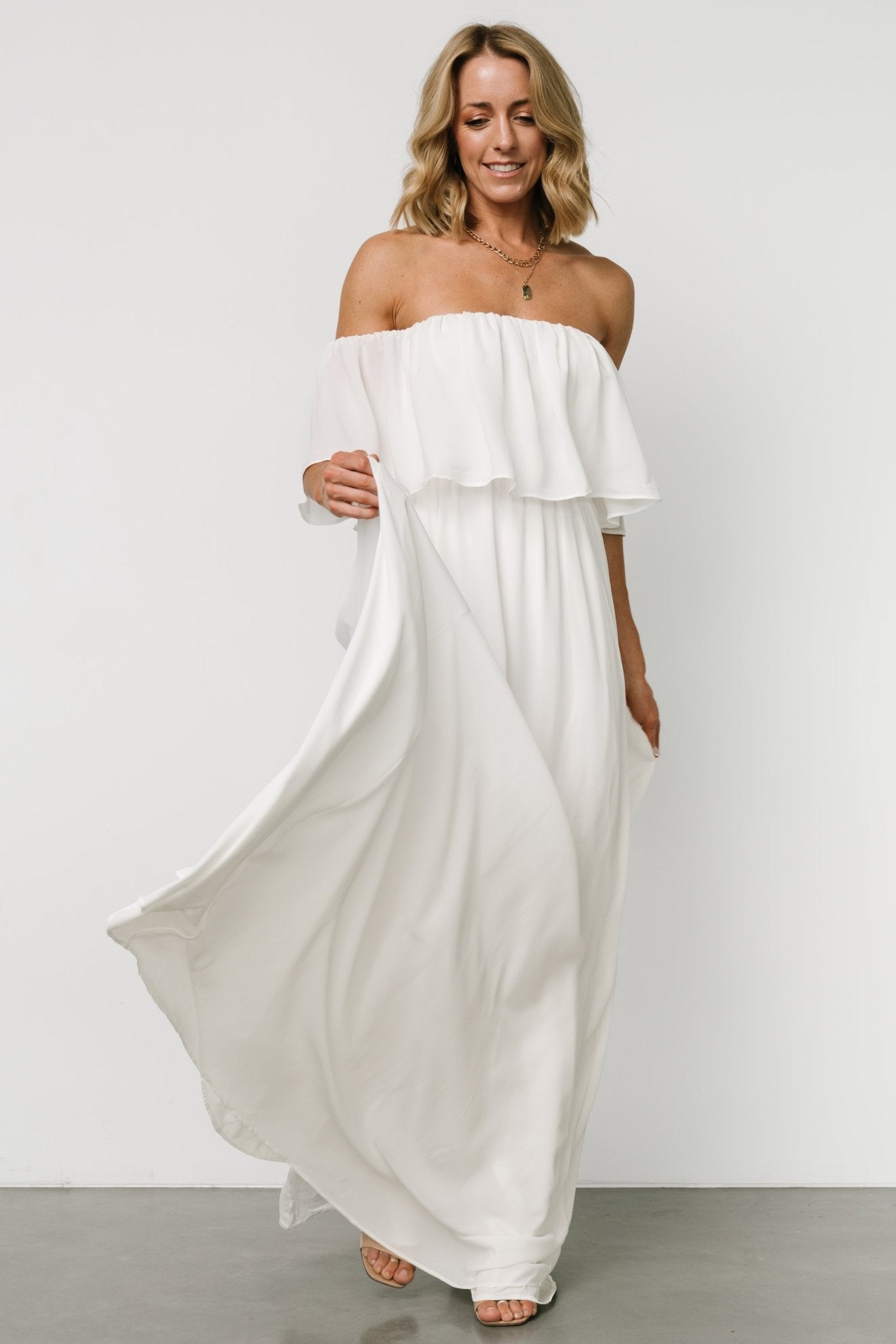 Diana Off Shoulder Maxi Dress | Off White Discount Big Sale