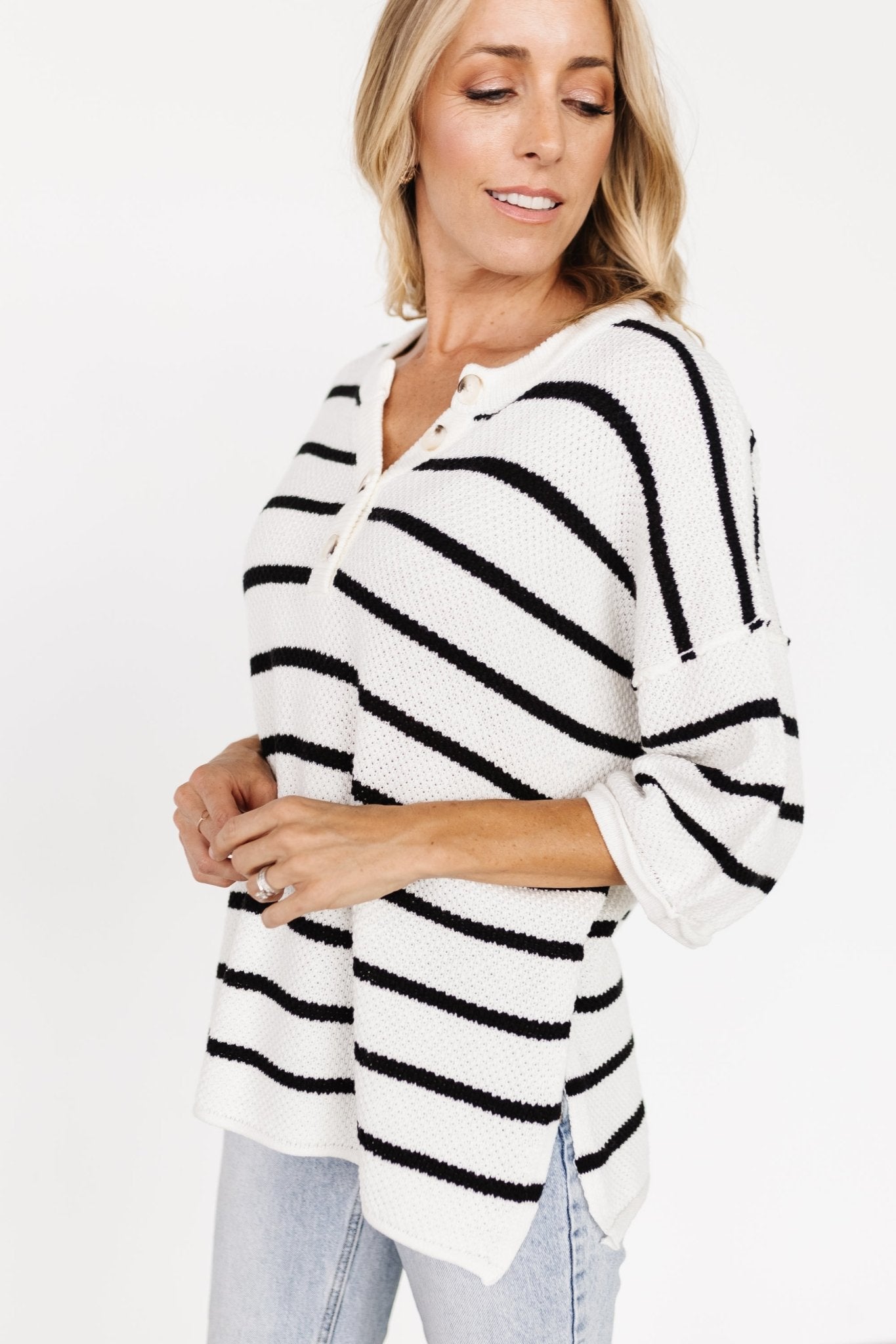 Maddock Knit Top | Off White + Black Cheap Pice Wholesale