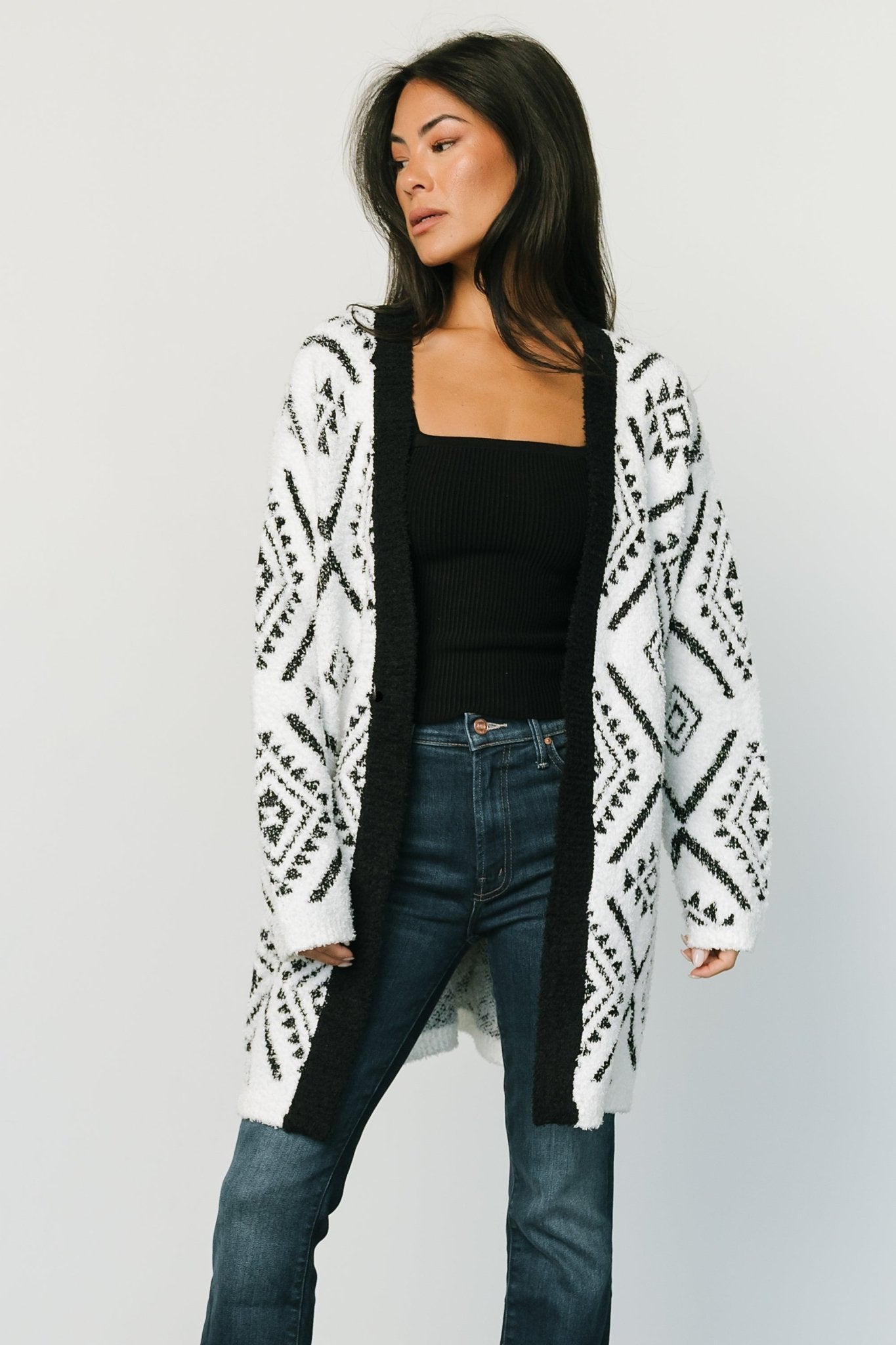 Jay Oversized Cardigan | White + Black Amazing Pice Cheap Online