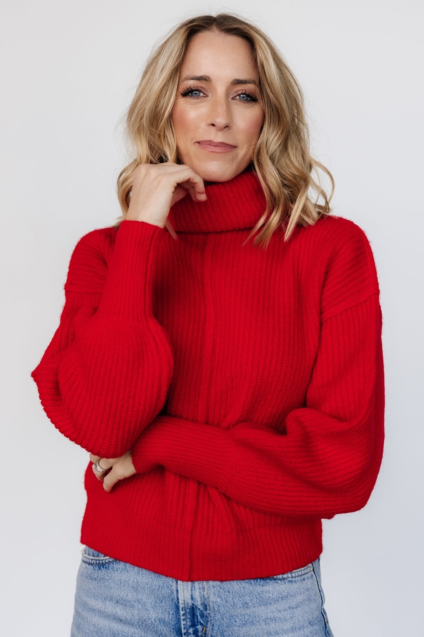 Frannie Knit Turtleneck Sweater | Red High Quality For Sale