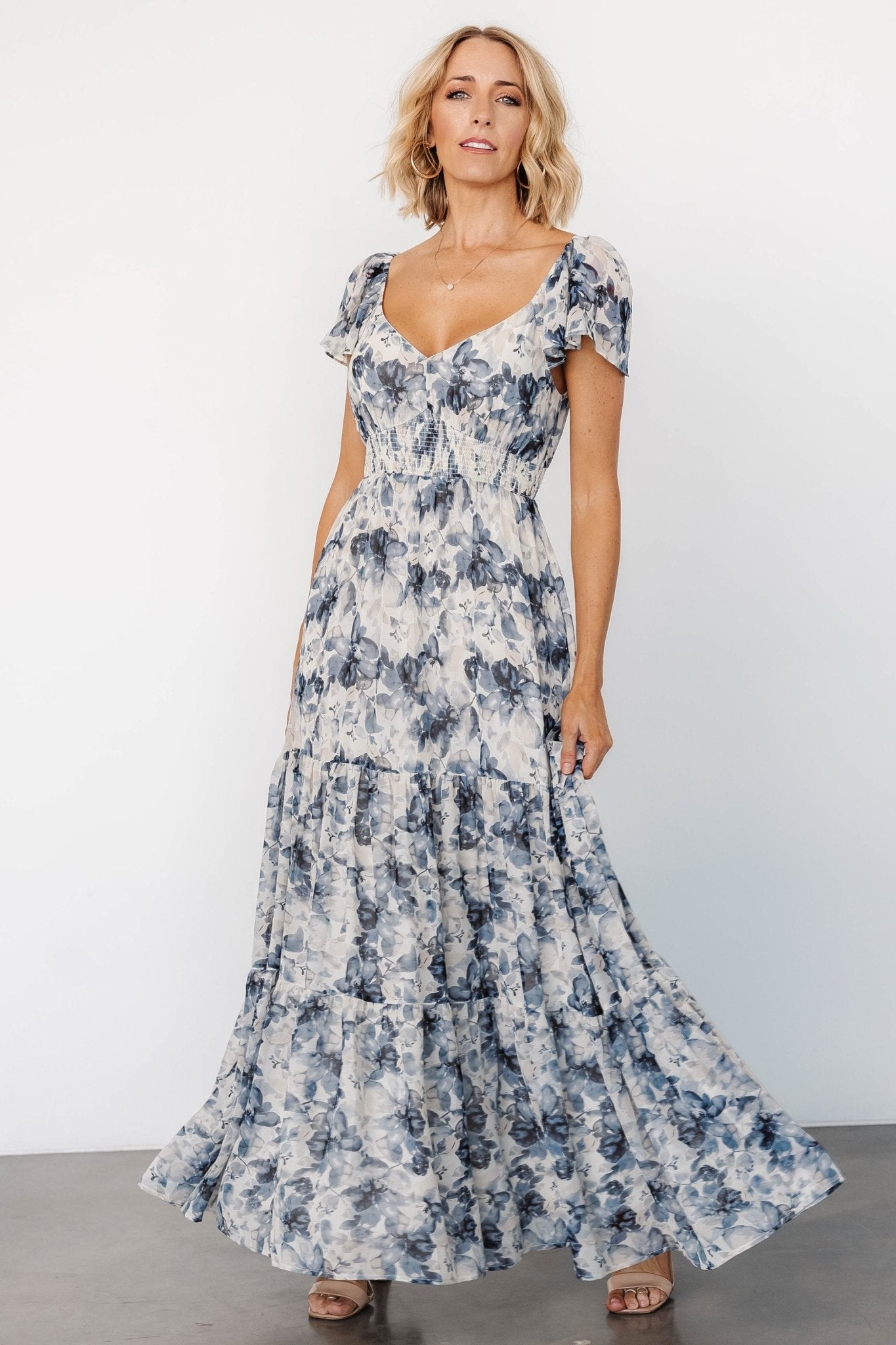 Genevive Maxi Dress | Cream + Blue Floral Buy Cheap Pice