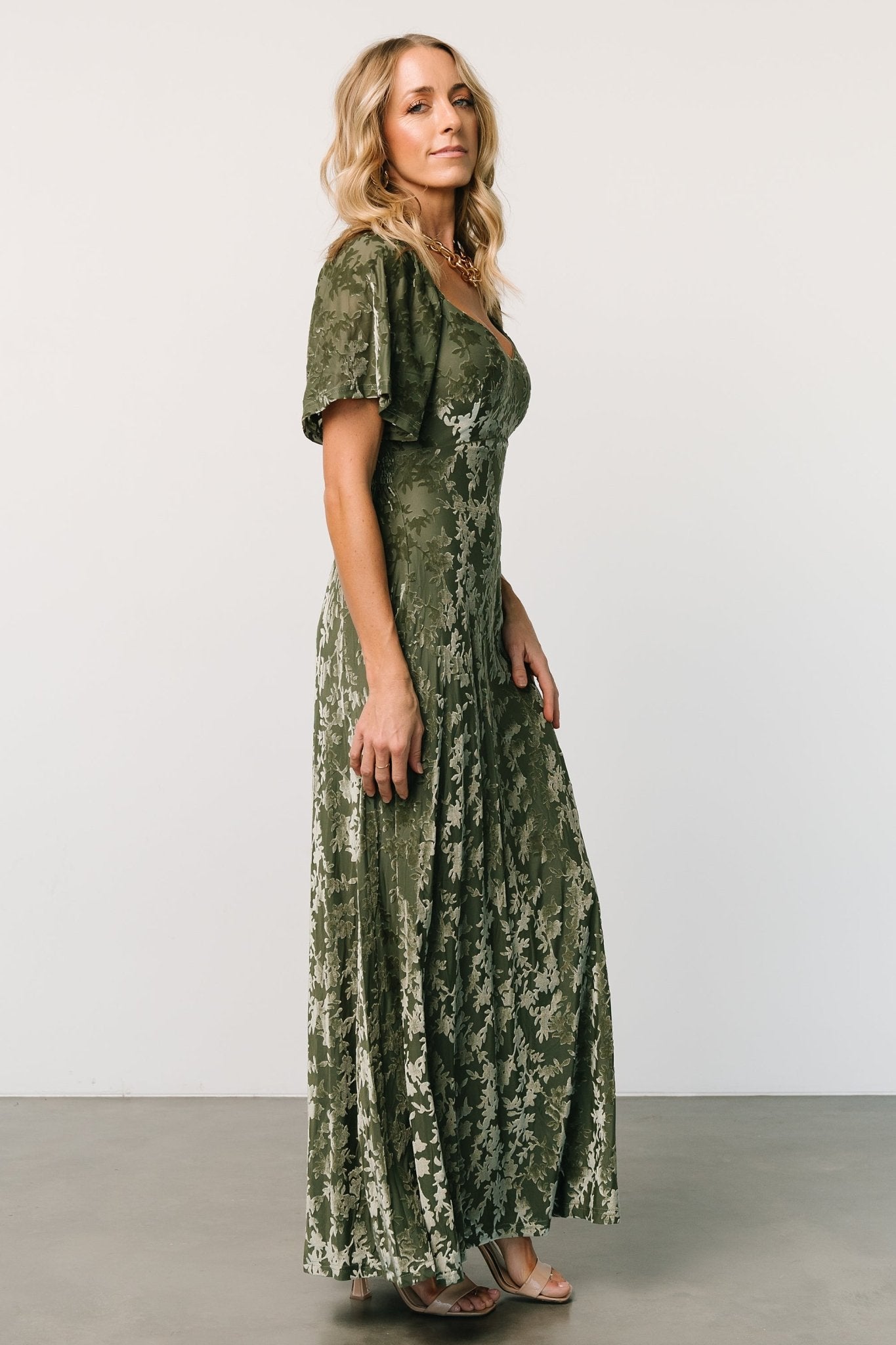 Everley Velvet Maxi Dress | Dark Sage 2025 New Cheap Pice