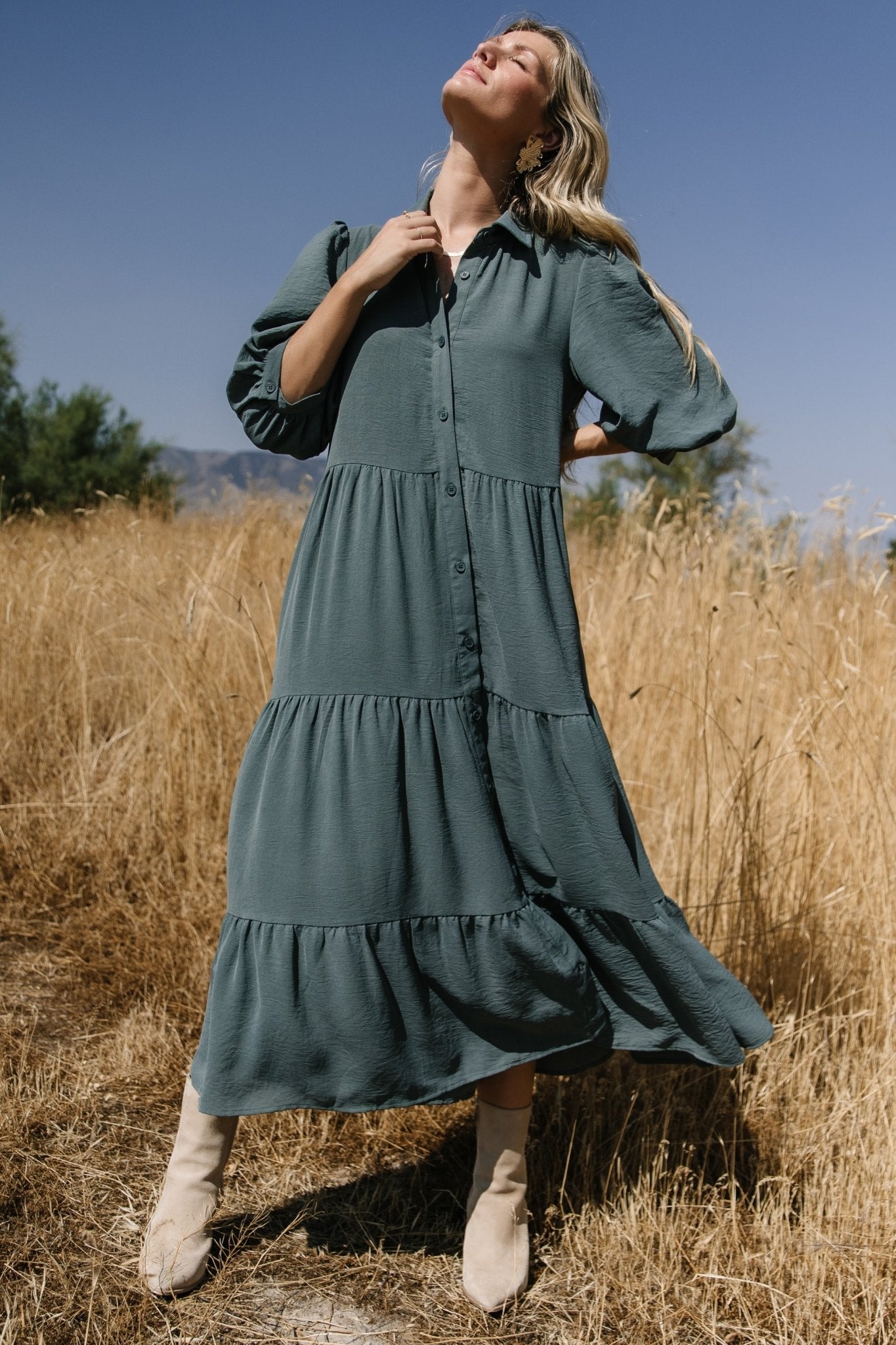 Sandy Button Tiered Dress | Jade Marketable Sale Online