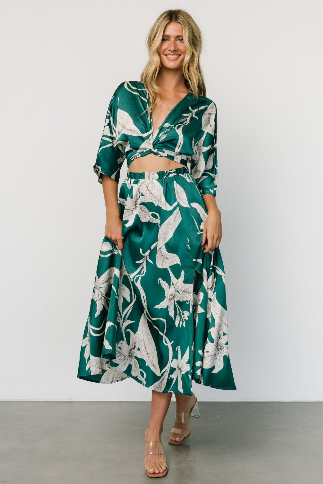 Avryll Front Tie Dress | Green Inexpensive