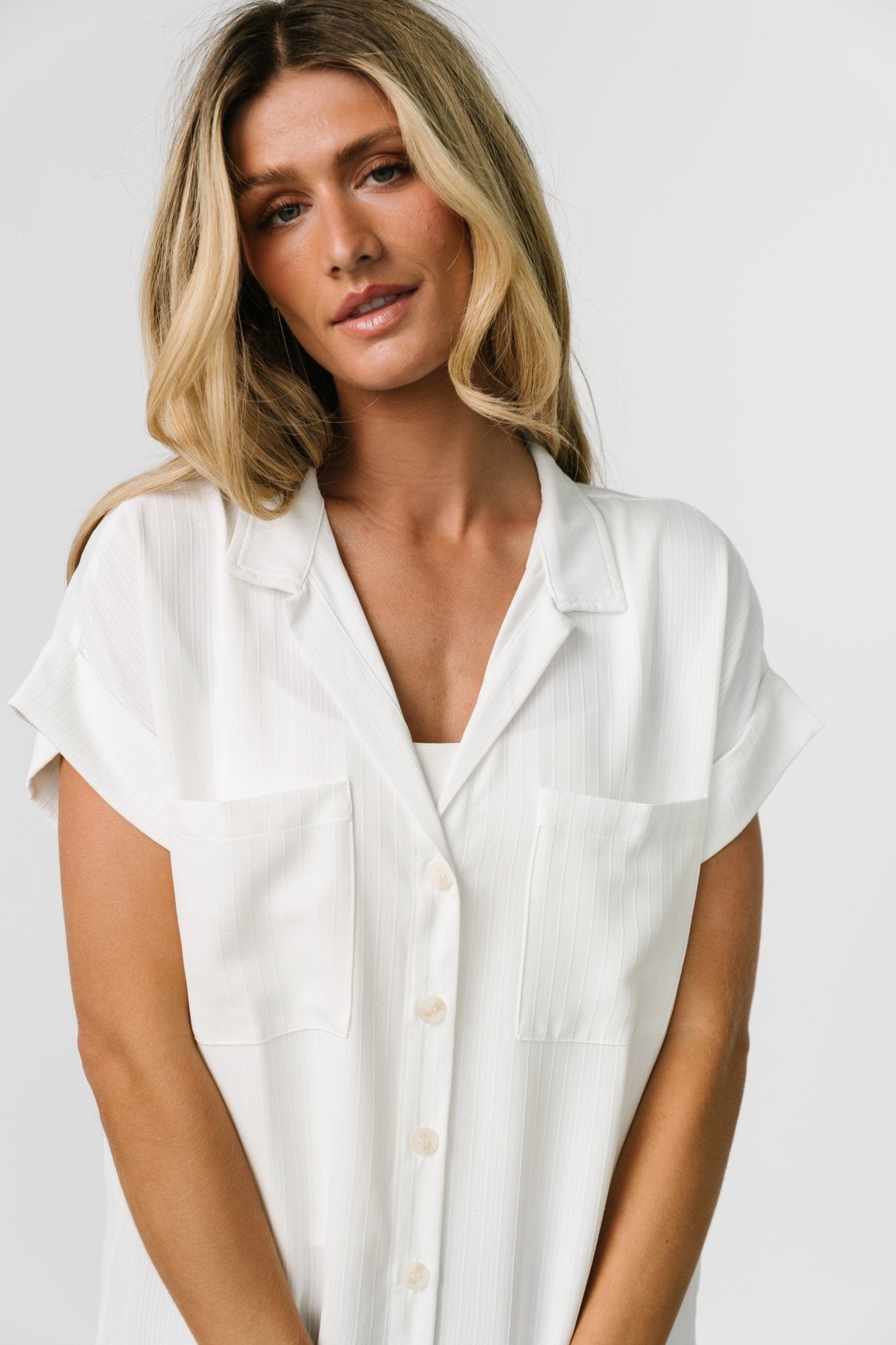 Shaylee Button Up Top | Off White Cheap Sale Visit