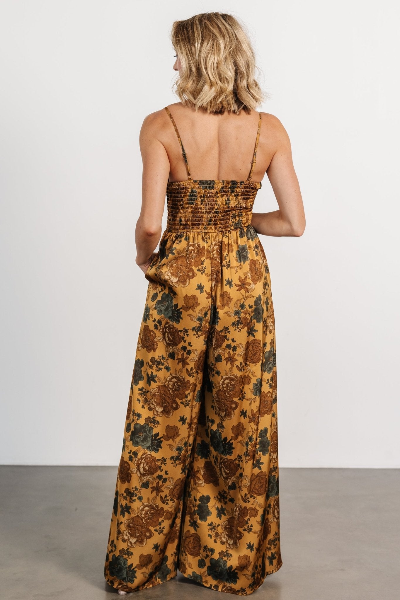 Khloe Wide Leg Jumpsuit | Gold Multi Online Sale