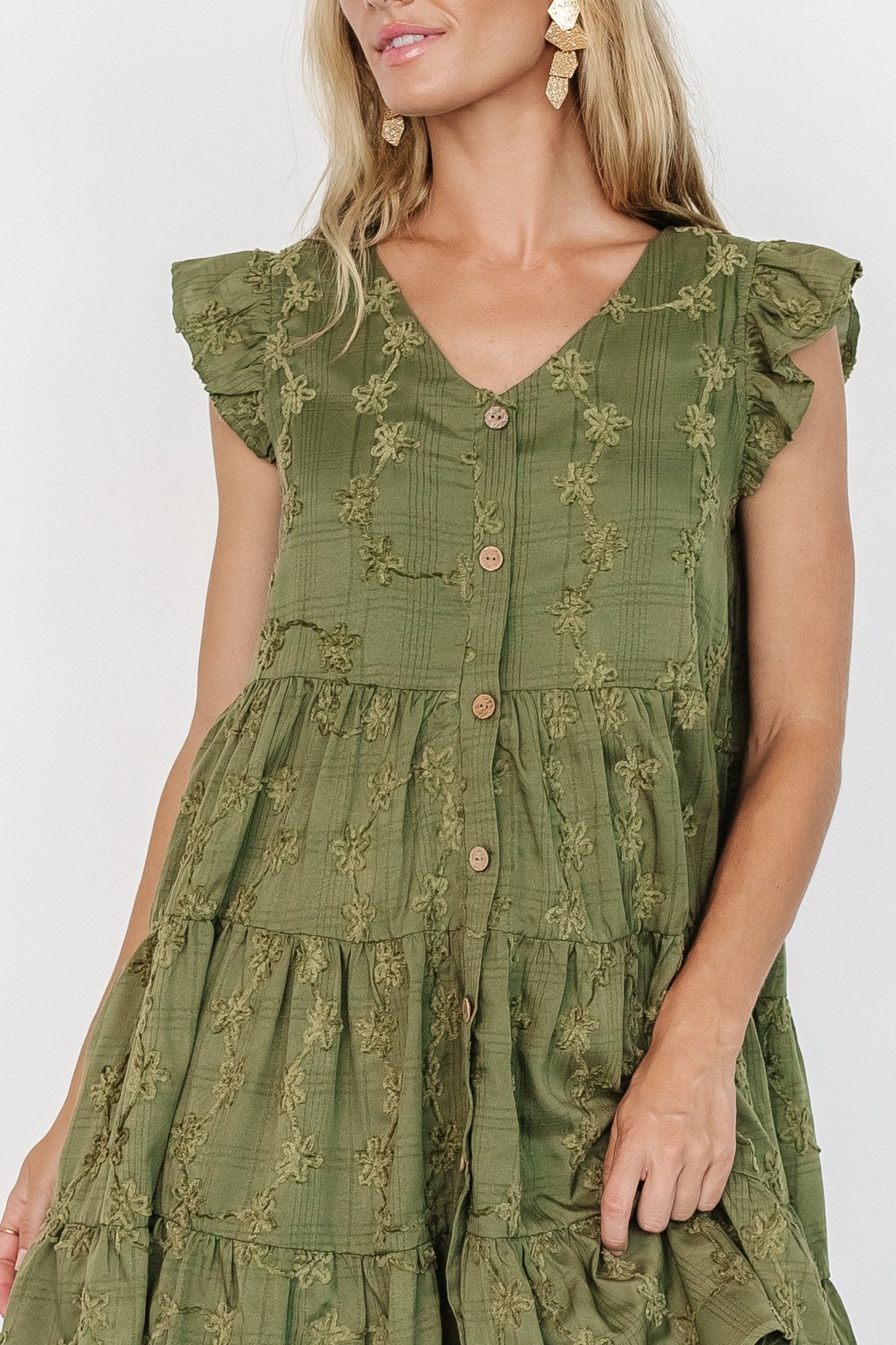 Kayla Button Up Short Dress | Olive Free Shipping Buy