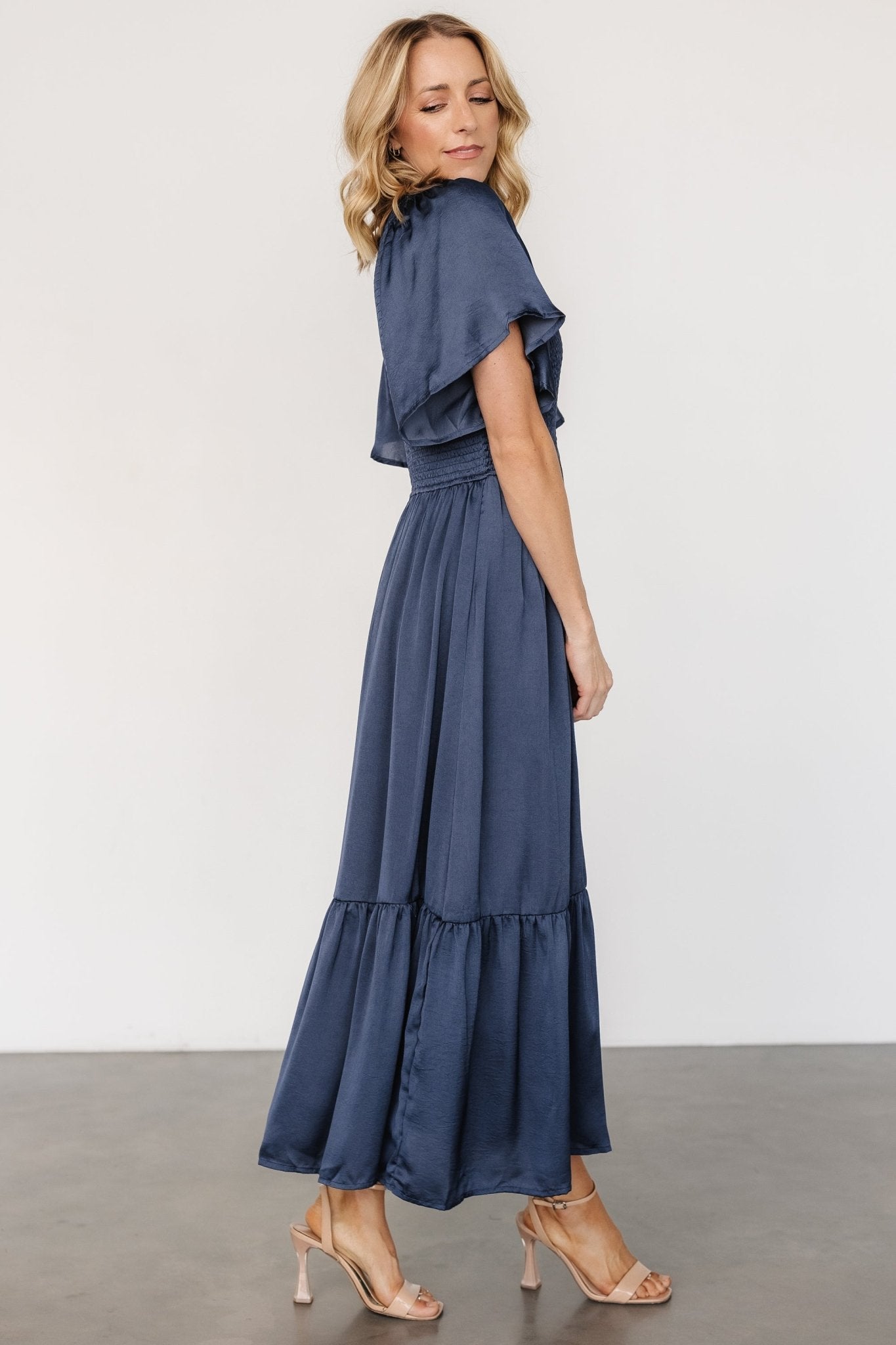 Lovell Smocked Midi Dress | Midnight Blue Buy Cheap New