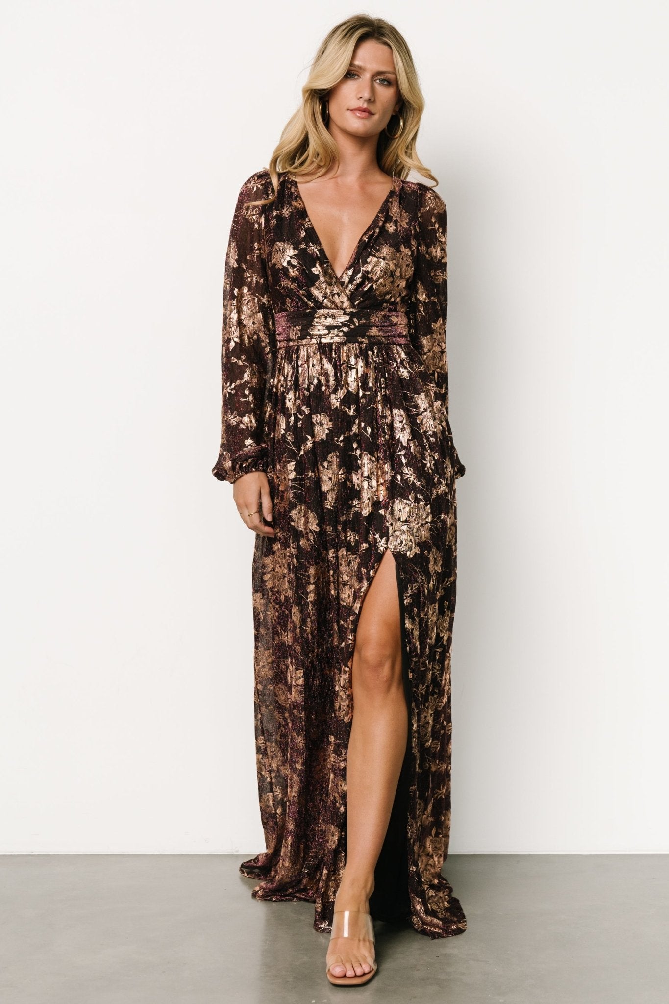 Charlene Maxi Dress | Wine + Gold Discount Cheap Online