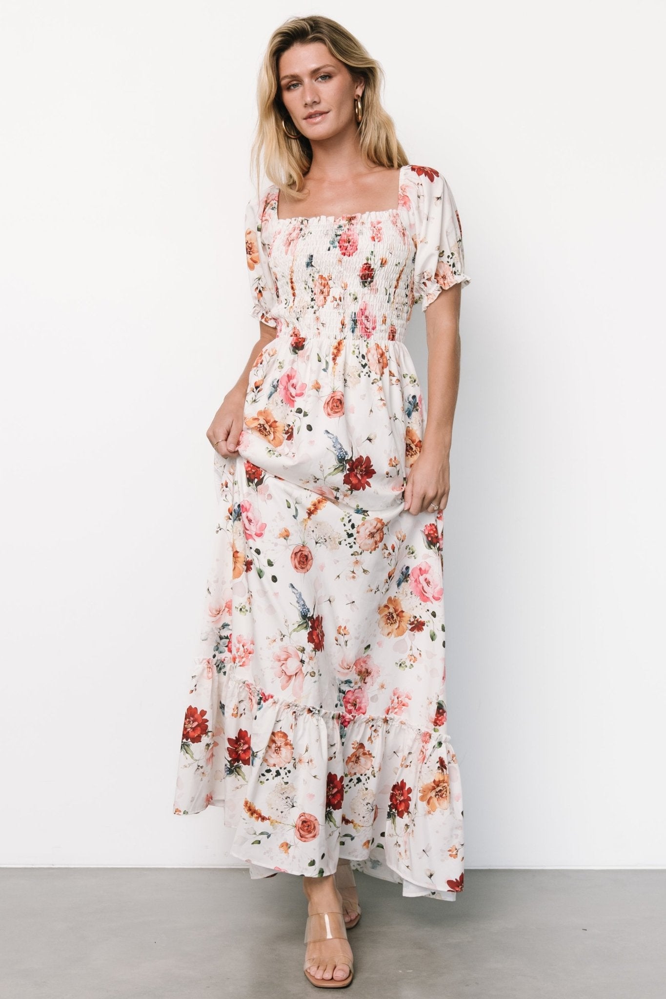 Capri Smocked Maxi Dress | Multi Floral Cheap Sale Comfortable