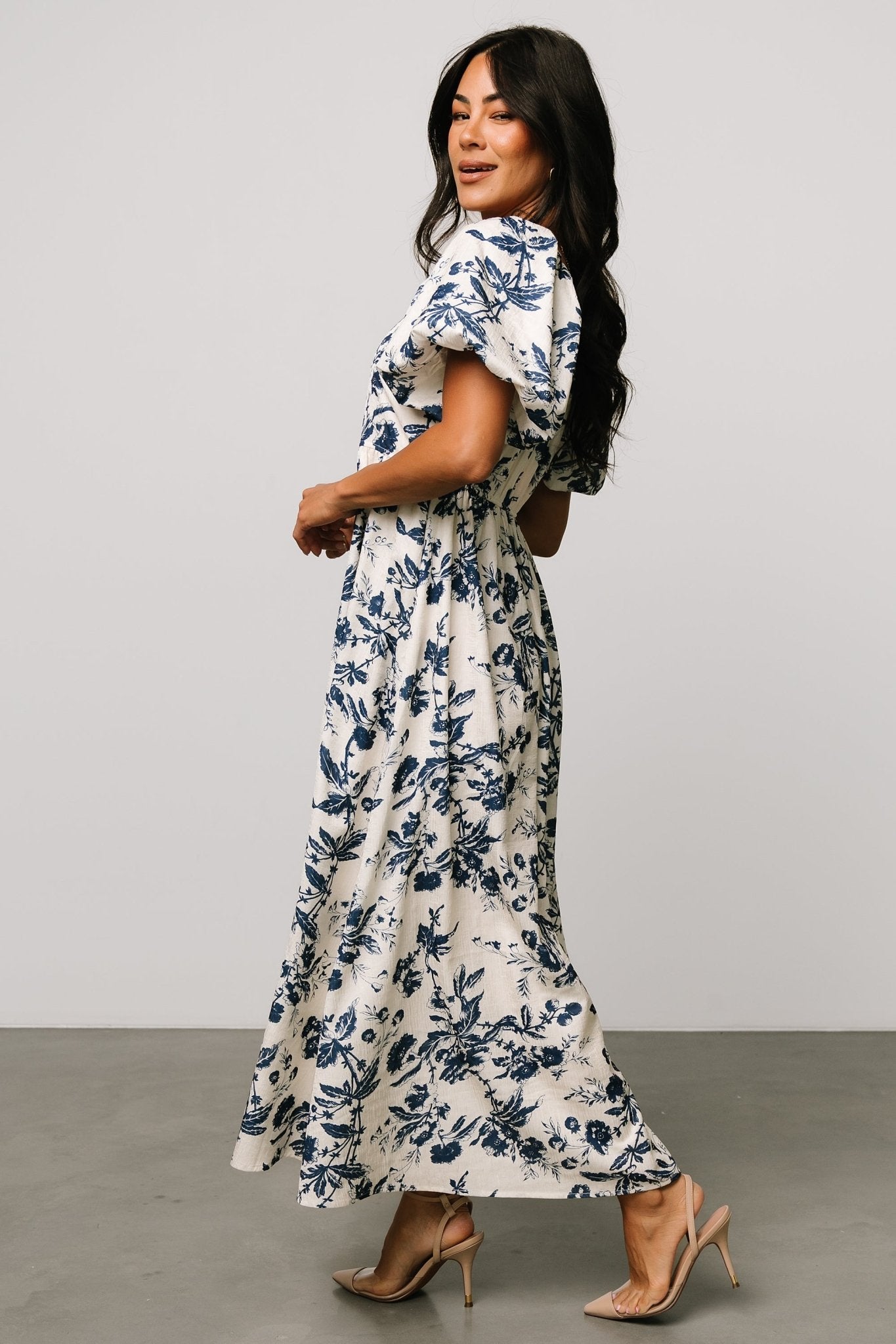 Graceland Maxi Dress | Cream + Navy Floral How Much Online