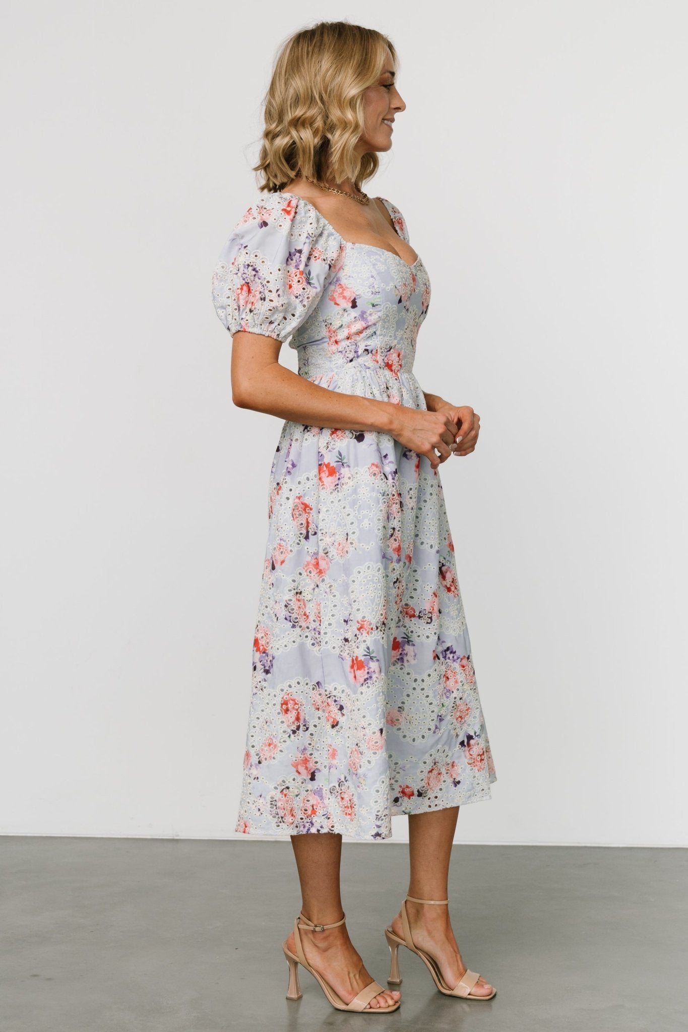 Leila Eyelet Midi Dress | Light Blue Floral Buy Cheap Find Great