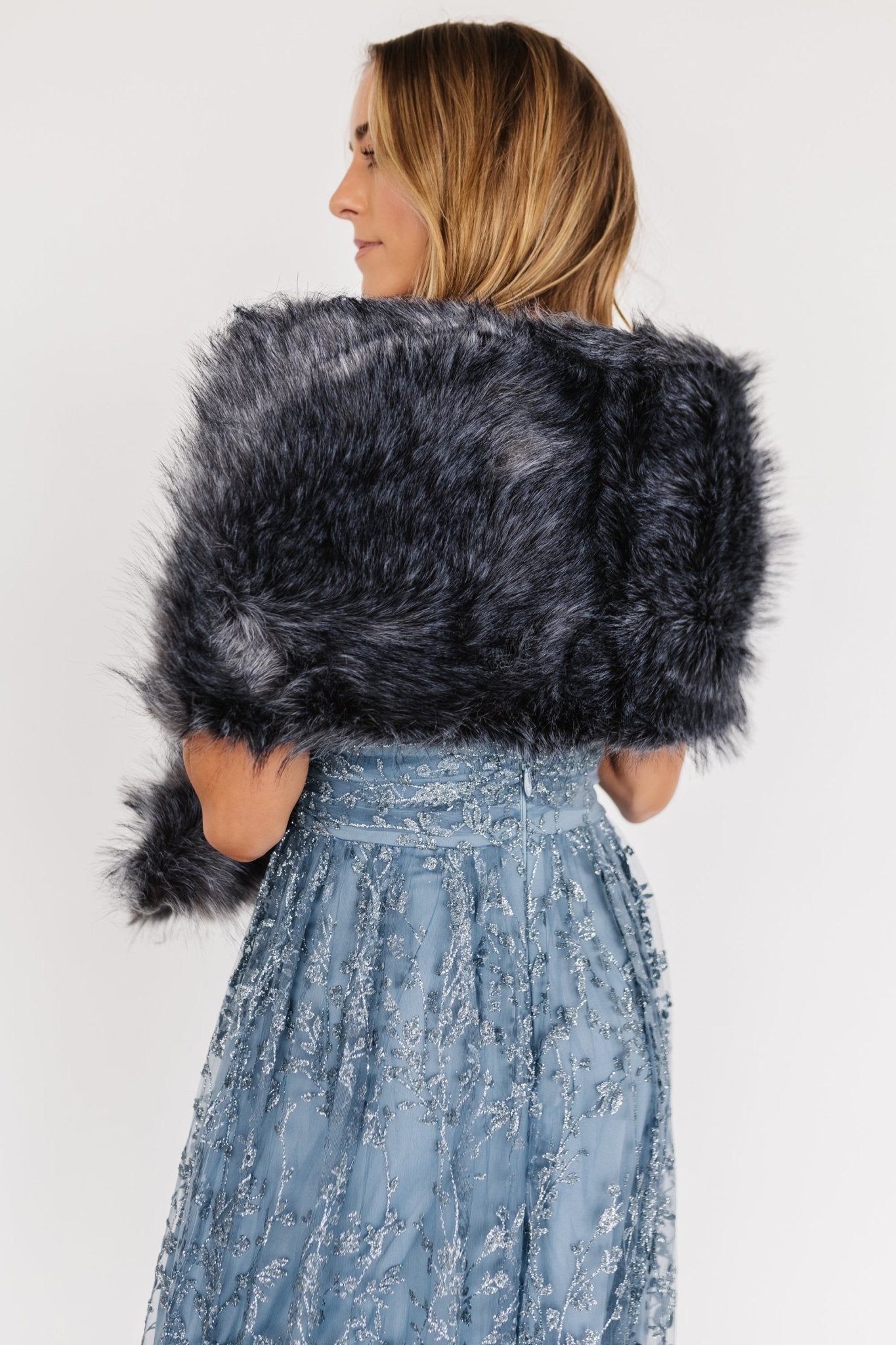 Valerie Faux Fur Shawl | Dark Gray Cheap