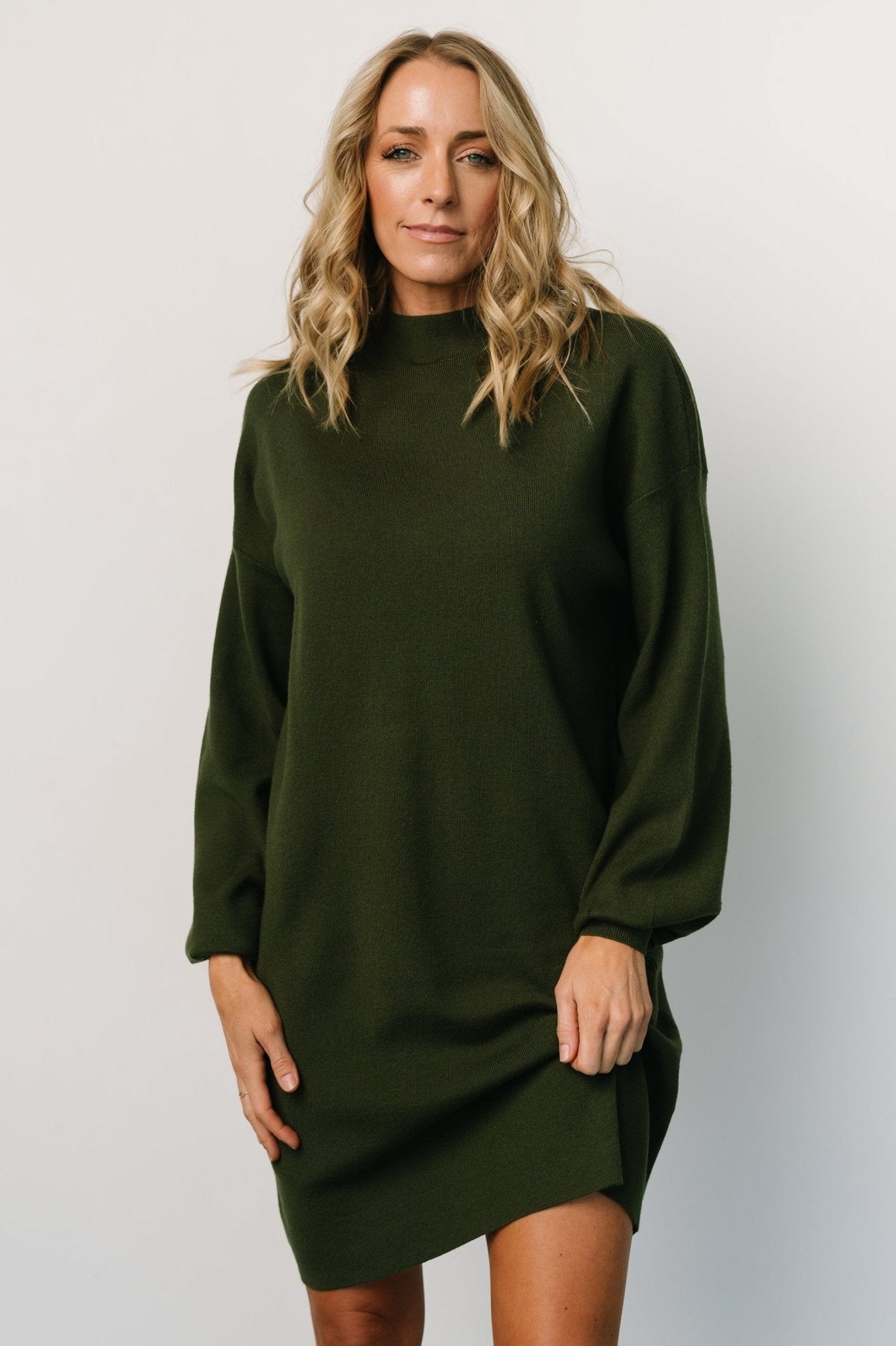 Jennings Sweater Dress | Deep Olive Free Shipping Classic