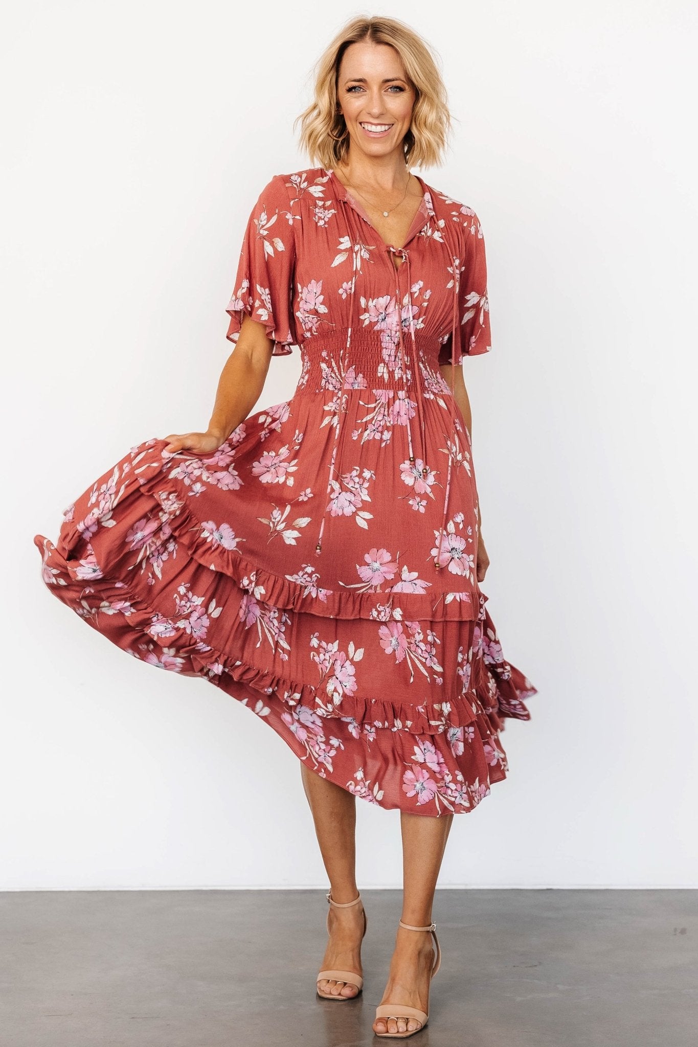 Spell Boho Midi Dress | Terracotta Floral Cheap Sale Many Kinds Of