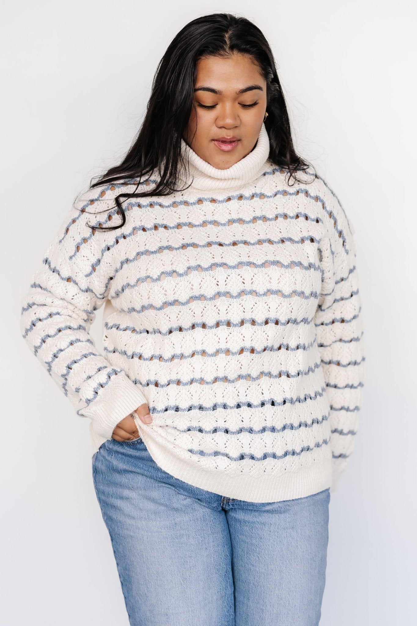 Hollis Knit Sweater | Ivory + Blue Buy Cheap Visit New