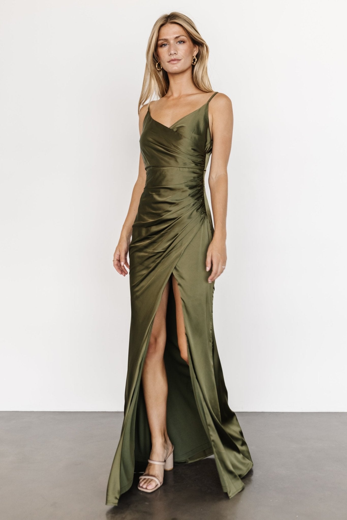 Monet Satin Gown | Olive Extremely Cheap Online