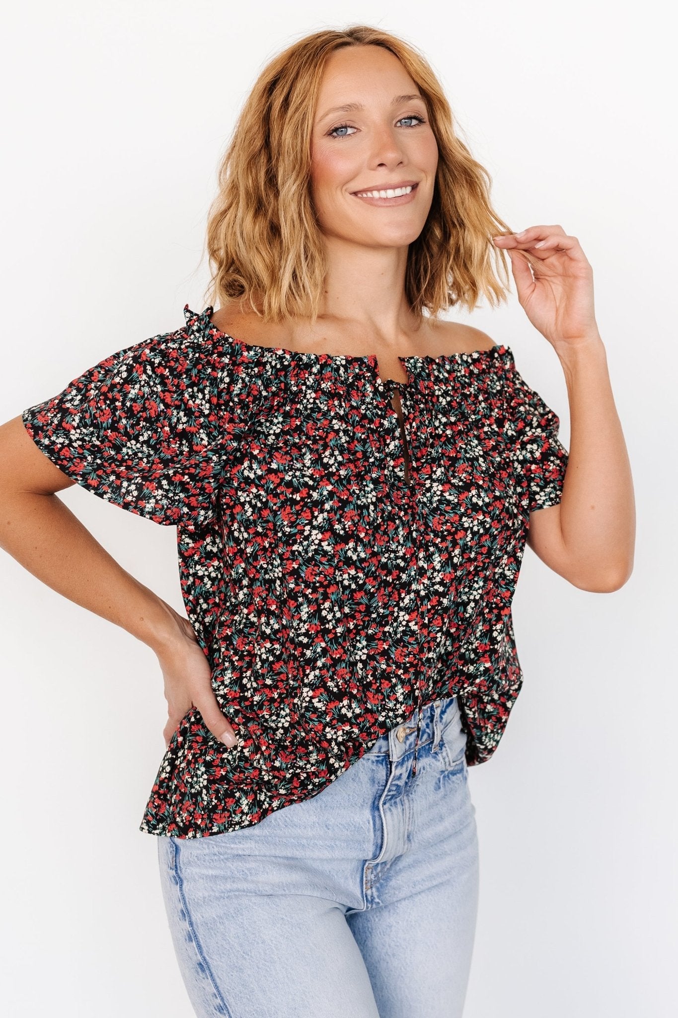 Jude Boho Top | Black + Red Best Pices