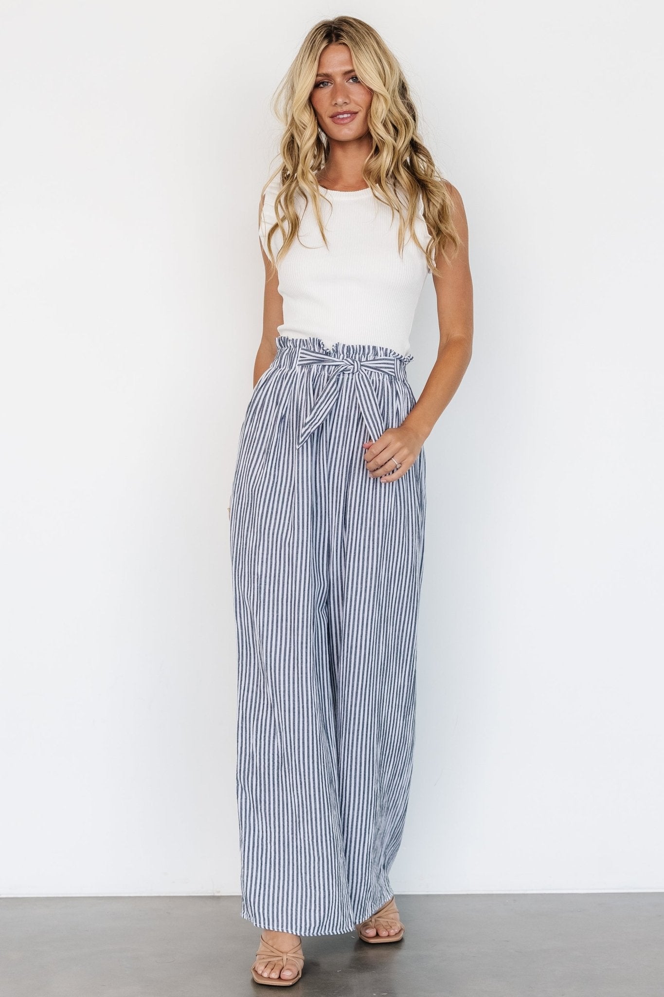 Delphi Wide Leg Pants | Navy Stripe Buy Cheap Authentic