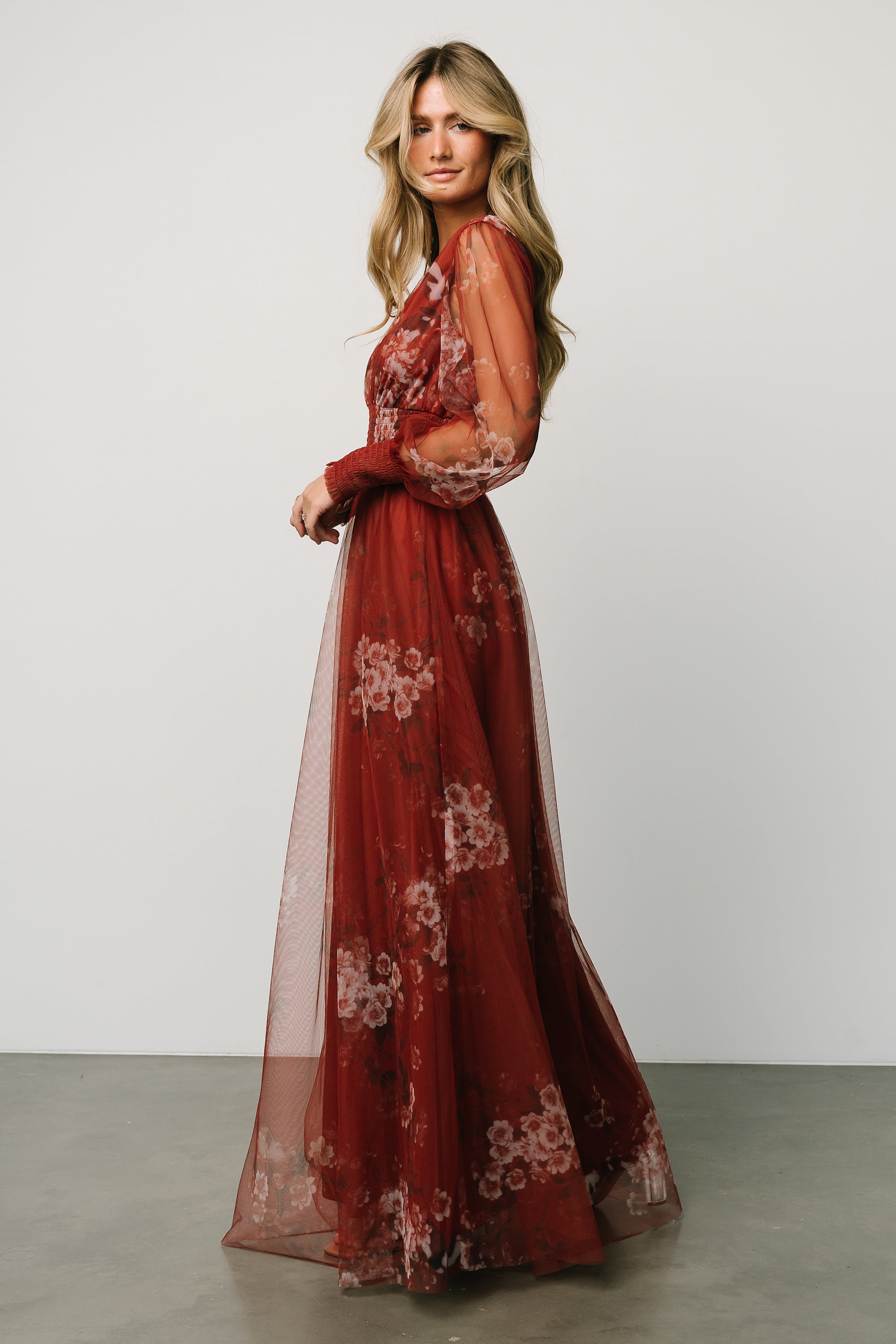 Layla Tulle Maxi Dress | Rust Floral From China For Sale