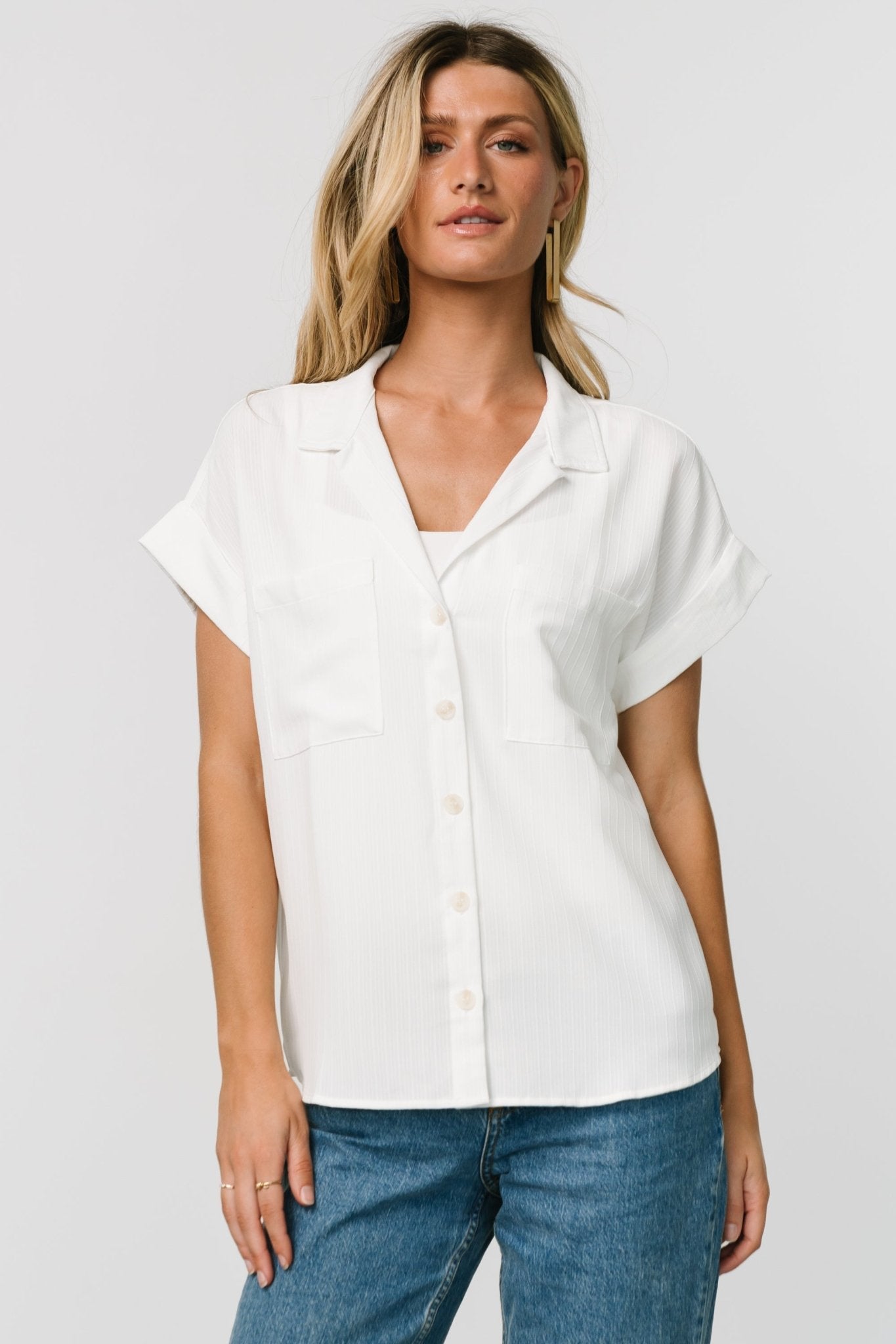 Shaylee Button Up Top | Off White Cheap Sale Visit