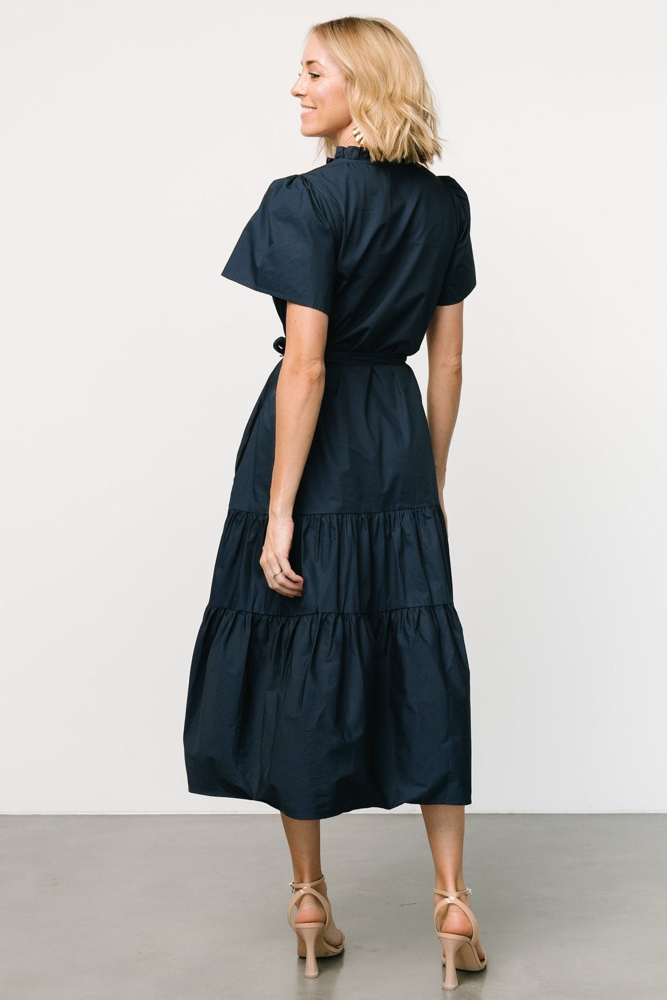 Providence Poplin Dress | Navy How Much For Sale