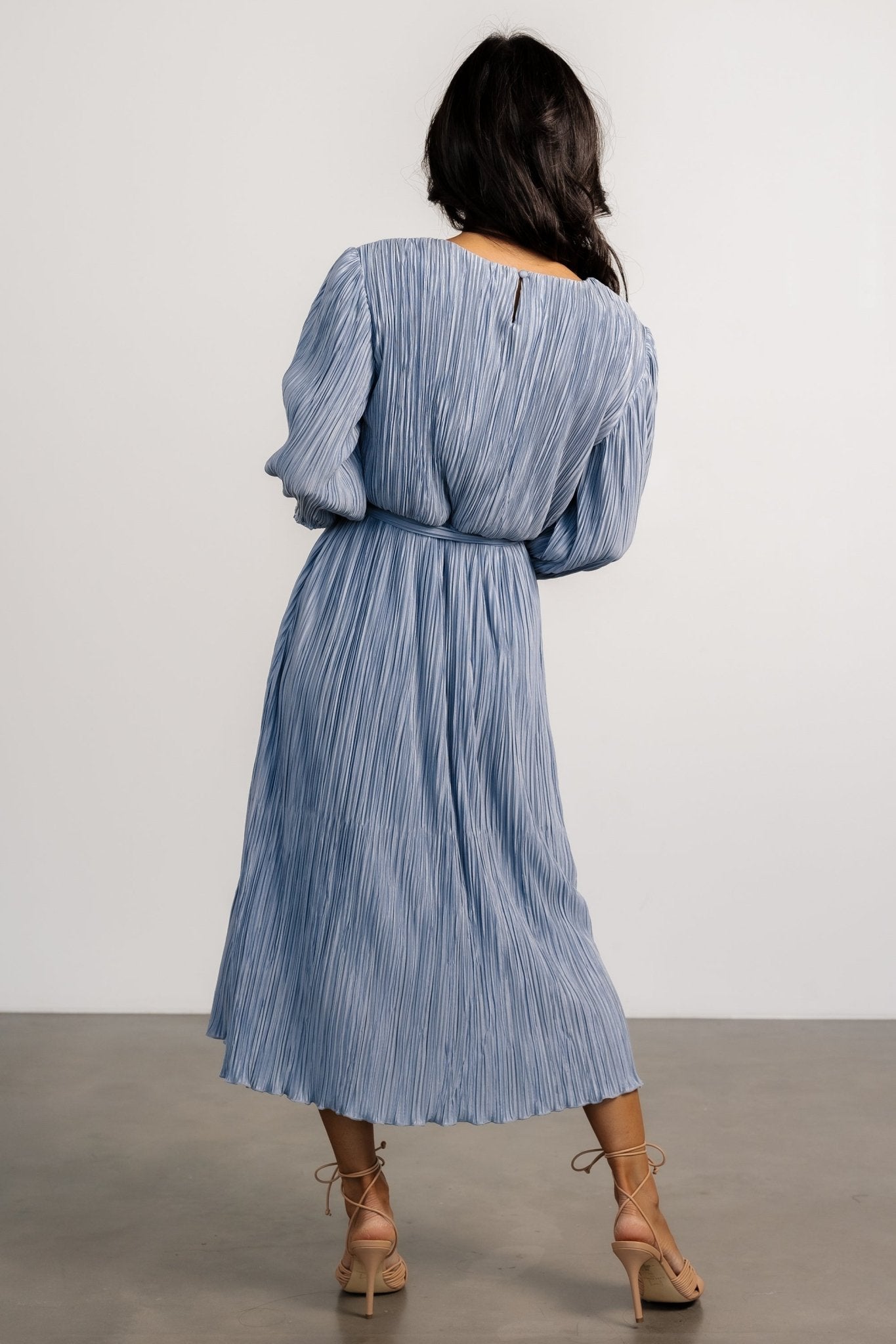 Bethany Pleated Midi Dress | Light Blue Buy Sale Online