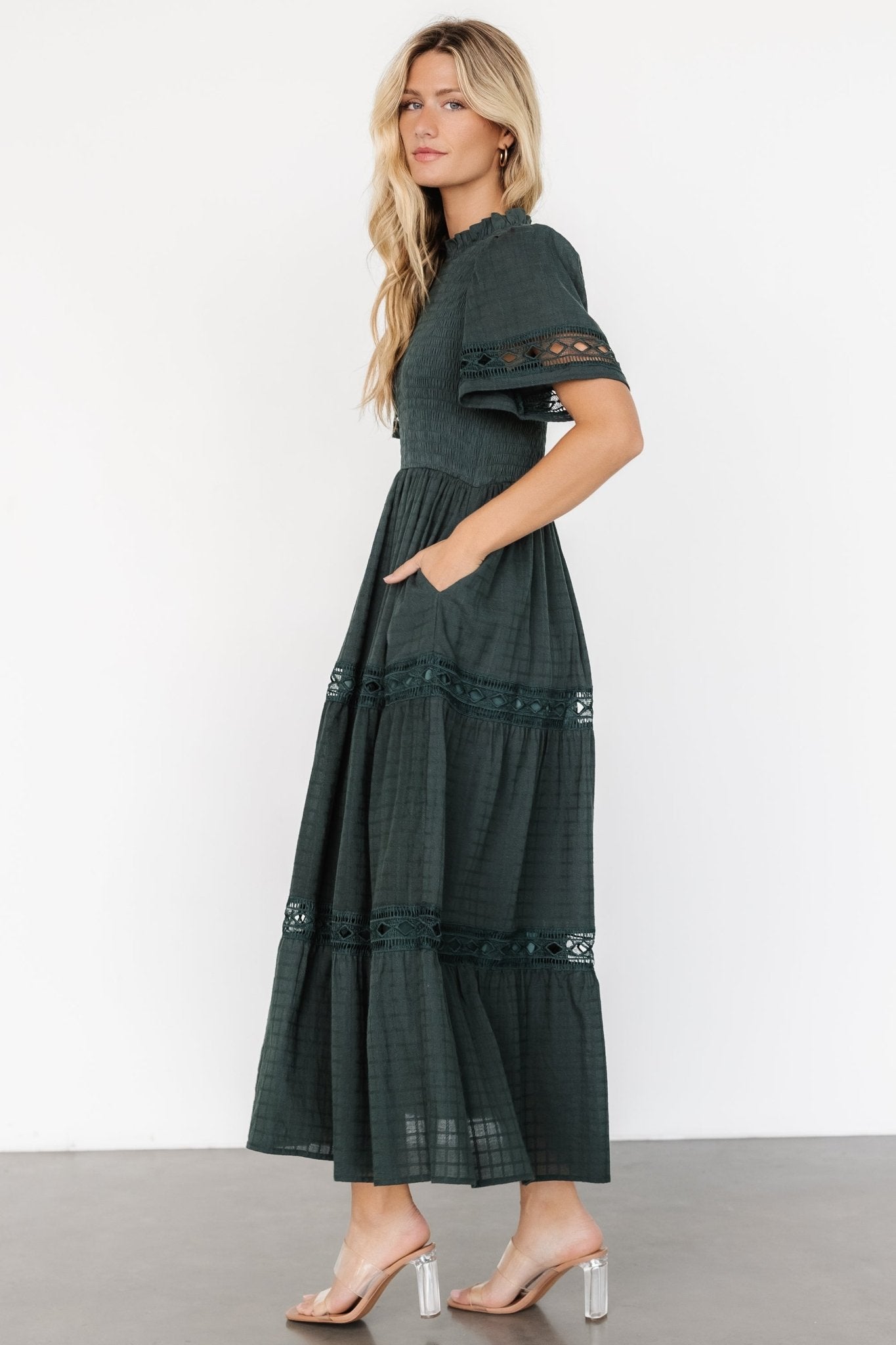 Loveland Geo Lace Maxi Dress | Dark Green Cheap Sale Finishline