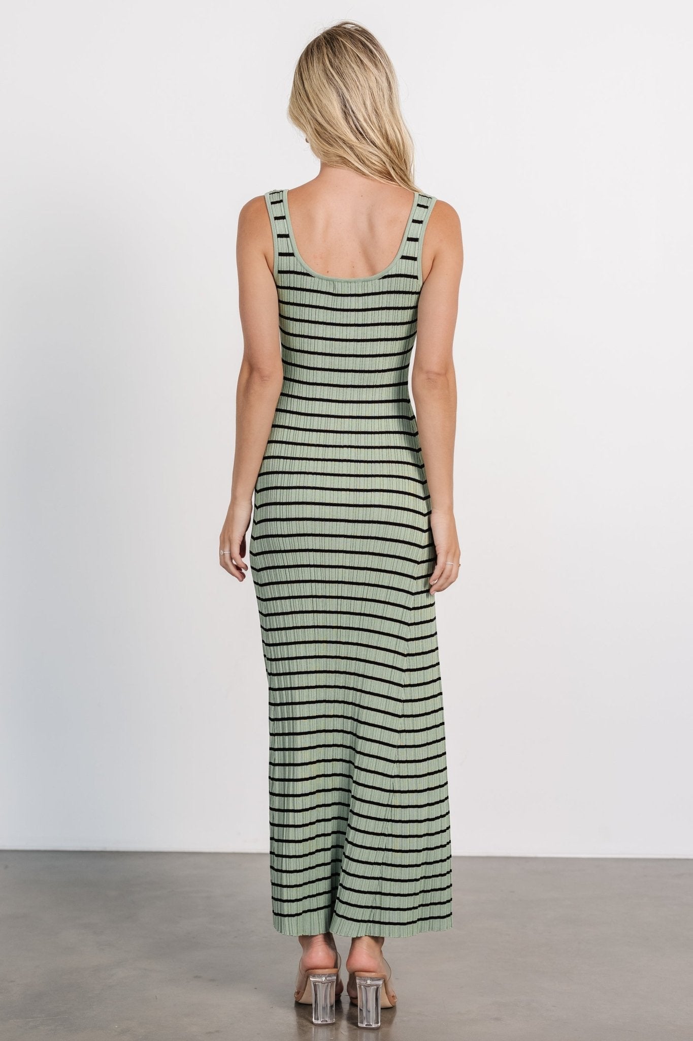 Jesse Ribbed Tank Maxi Dress | Olive + Black Clearance With Mastercard