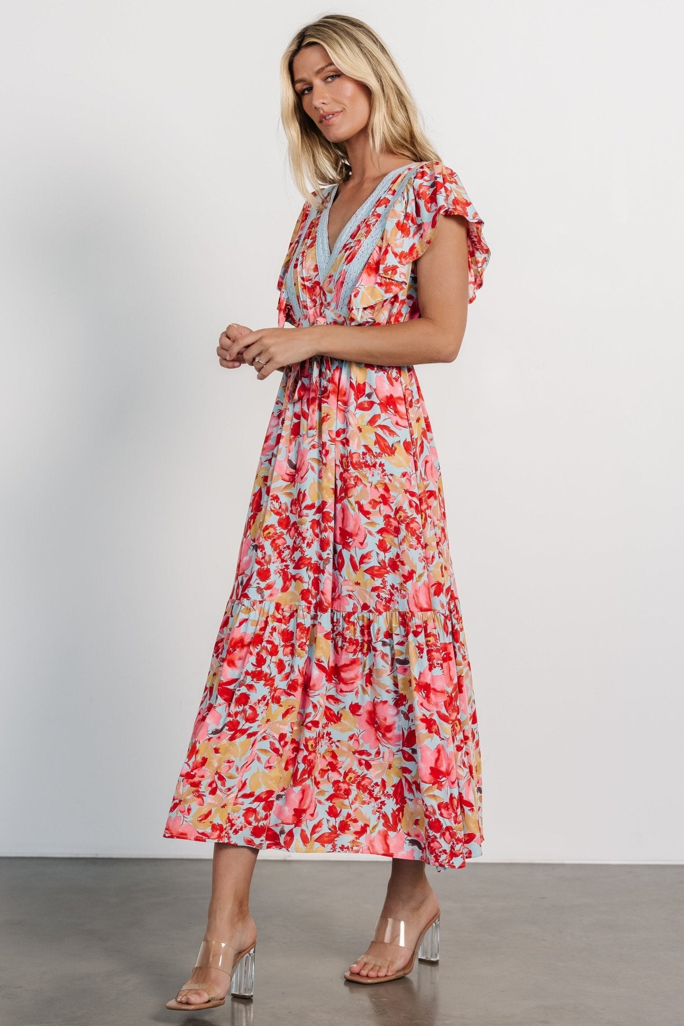 Maggie Maxi Dress | Blue + Coral Multi Cheap Sale Low Pice Fee Shipping