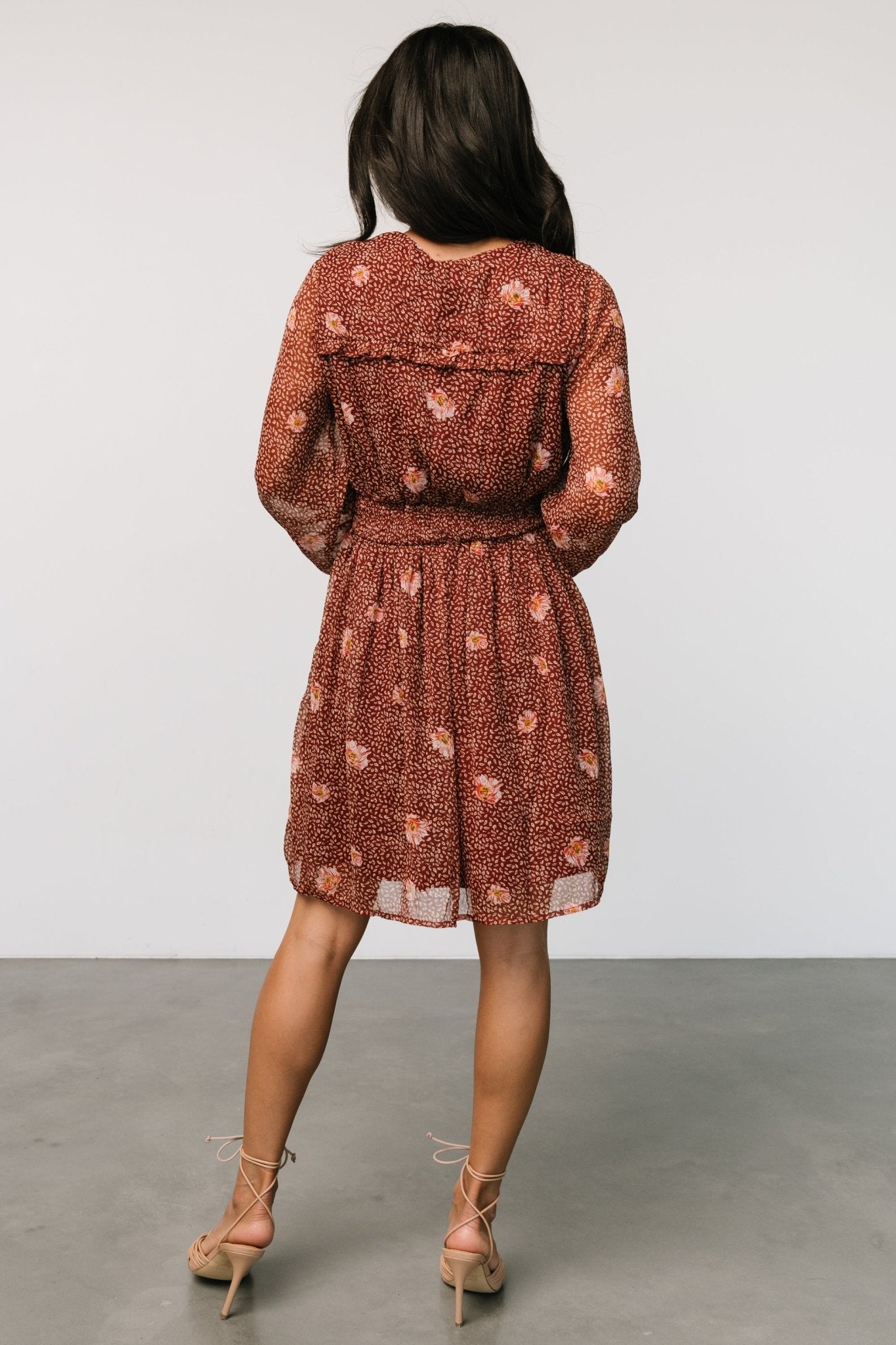 Anne Short Dress | Rust Print Fashionable Online