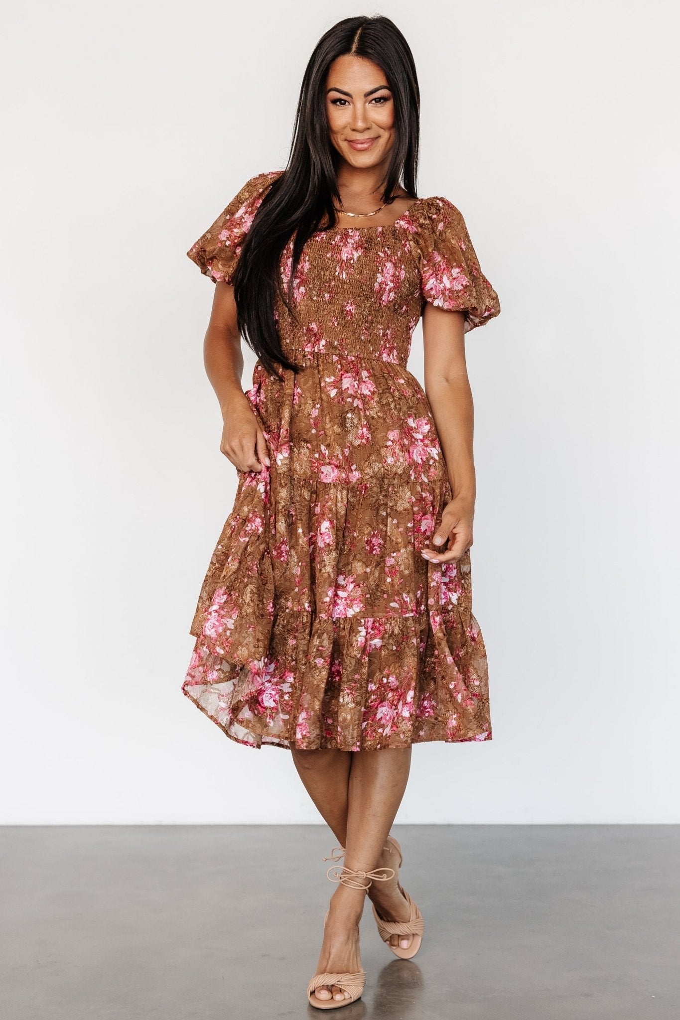 Lizzy Midi Dress | Copper + Pink Cheap Sale Reliable