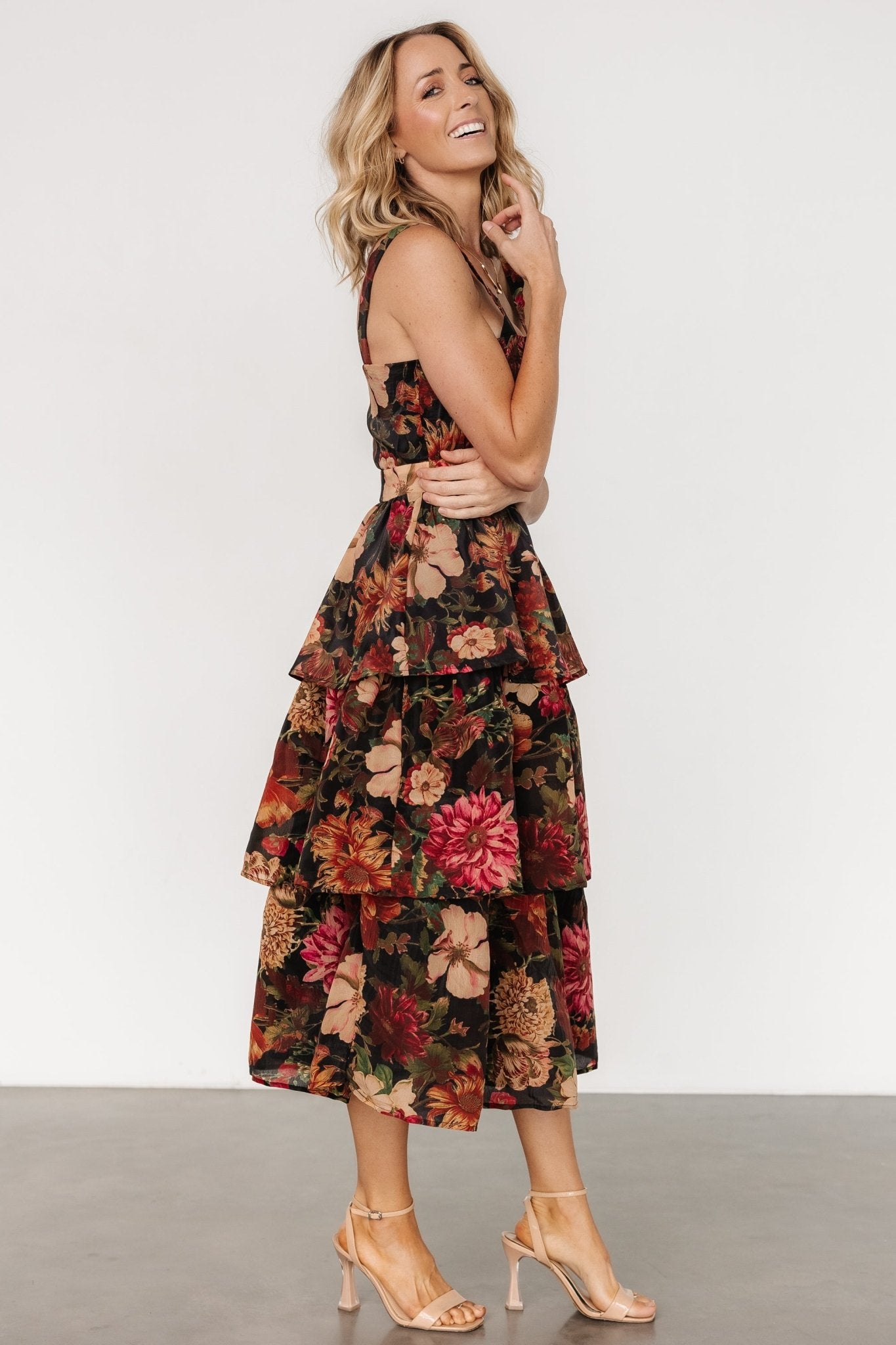 Cologne Tiered Dress | Black Floral Cheap Wiki