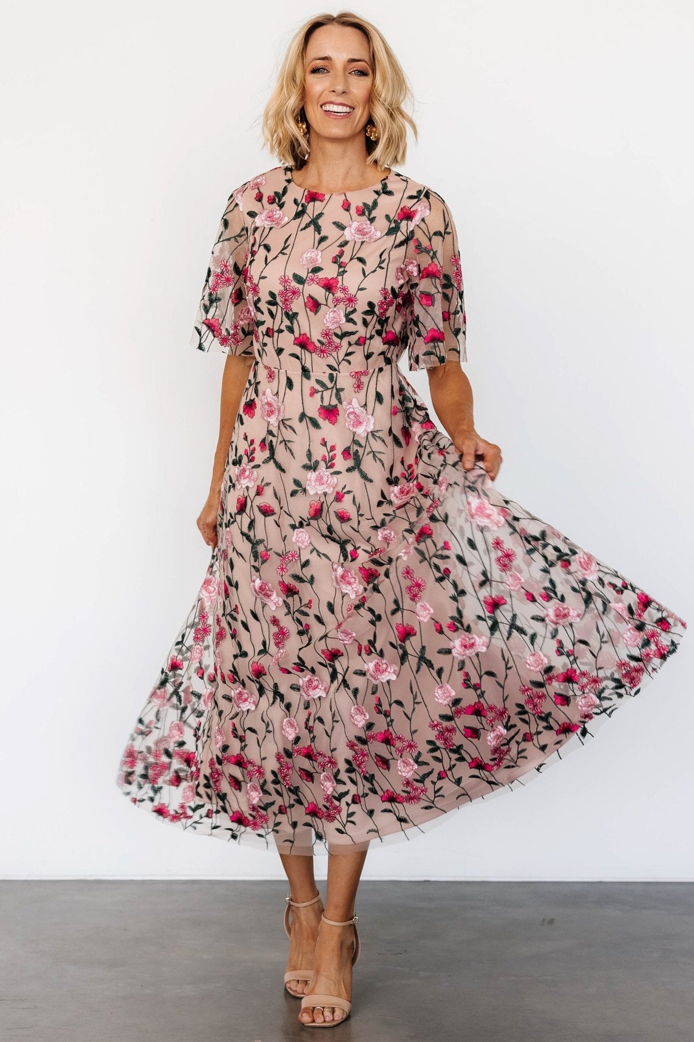 Arabella Embroidered Tulle Maxi Dress | Rose Garden For Cheap