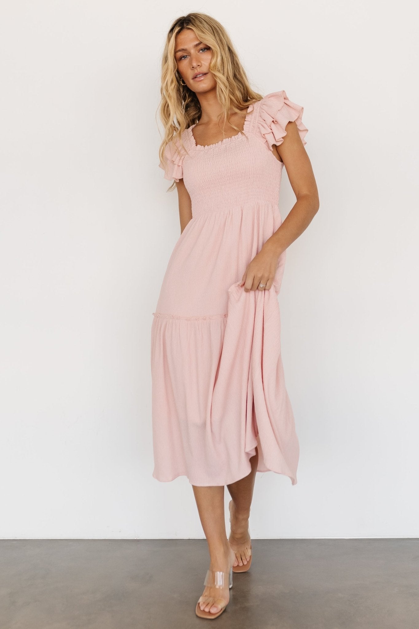 Jacie Smocked Midi Dress | Blush Outlet Cheap Pices