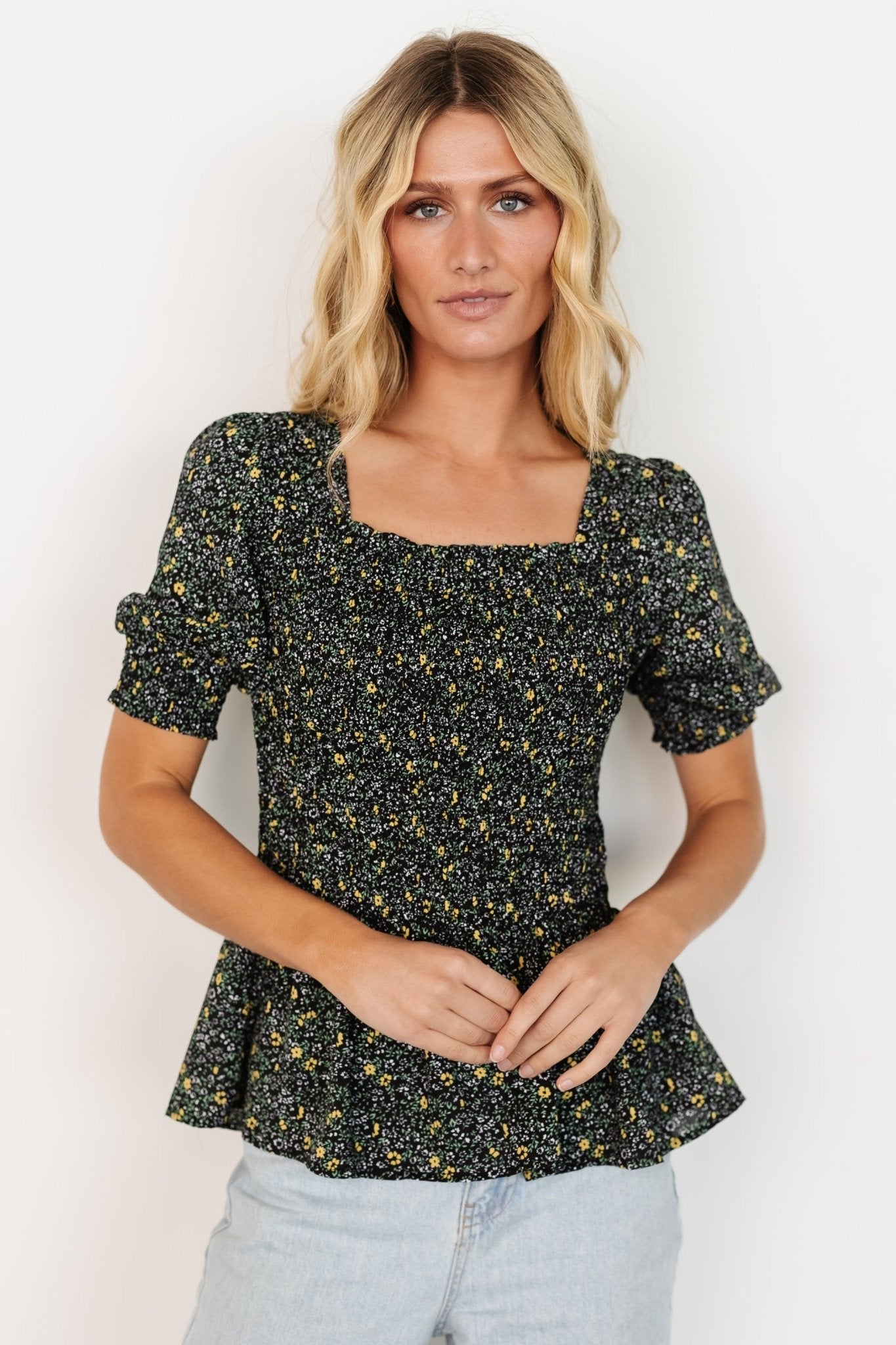 Felice Smocked Top | Black Print Buy Cheap Find Great