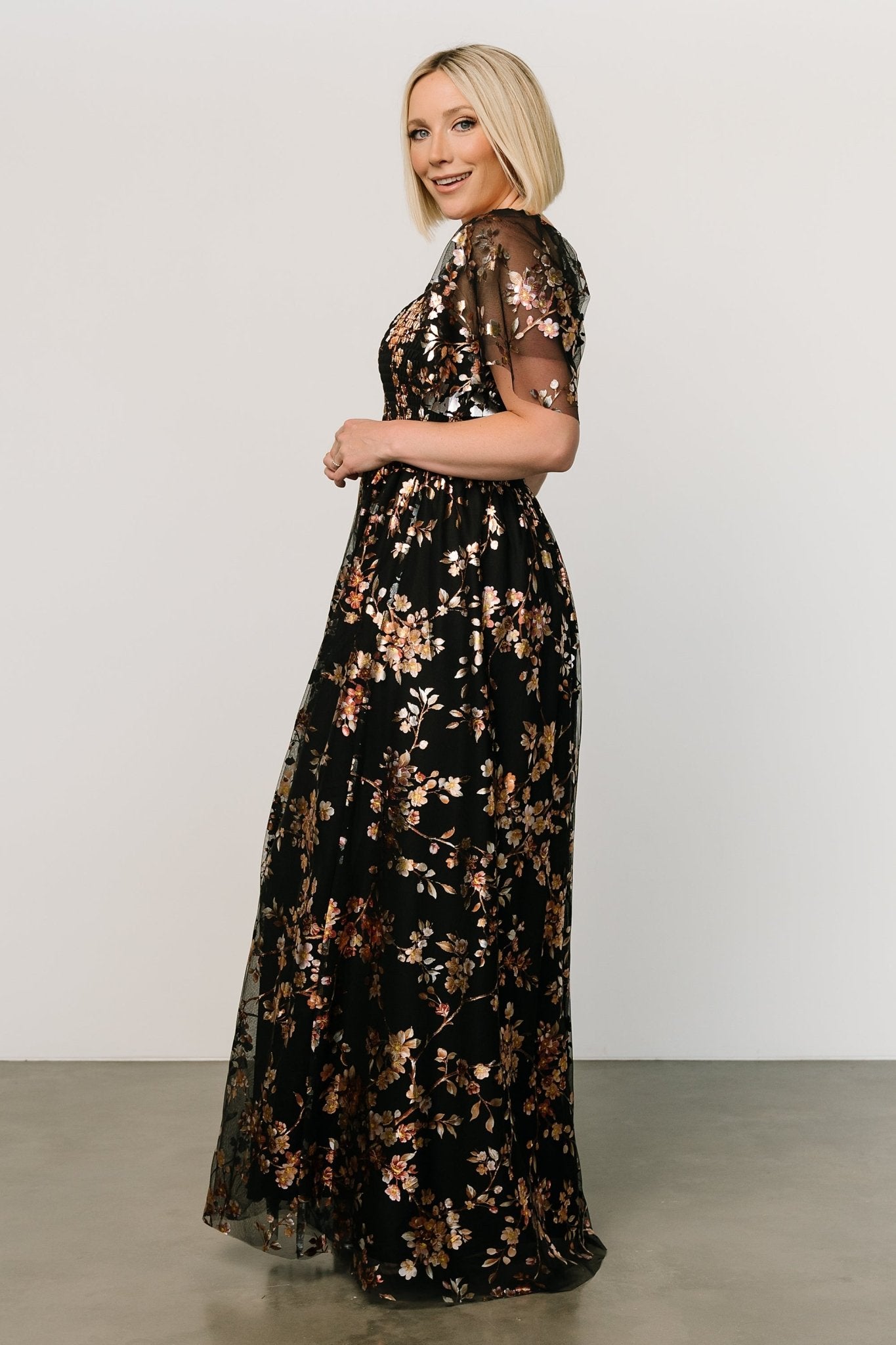 Cassandra Tulle Maxi Dress | Black Blossom Amazon For Sale