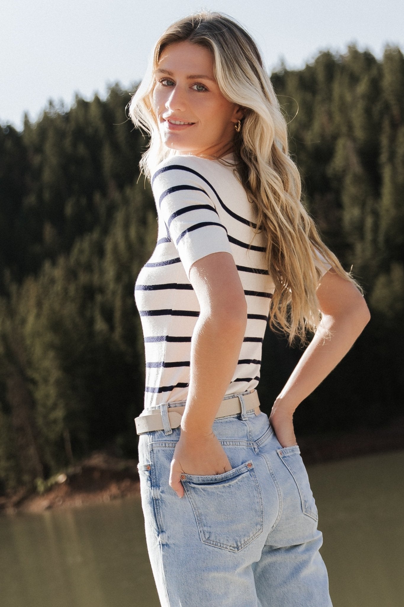 Alyson Knit Top | Ivory + Navy Discount Latest