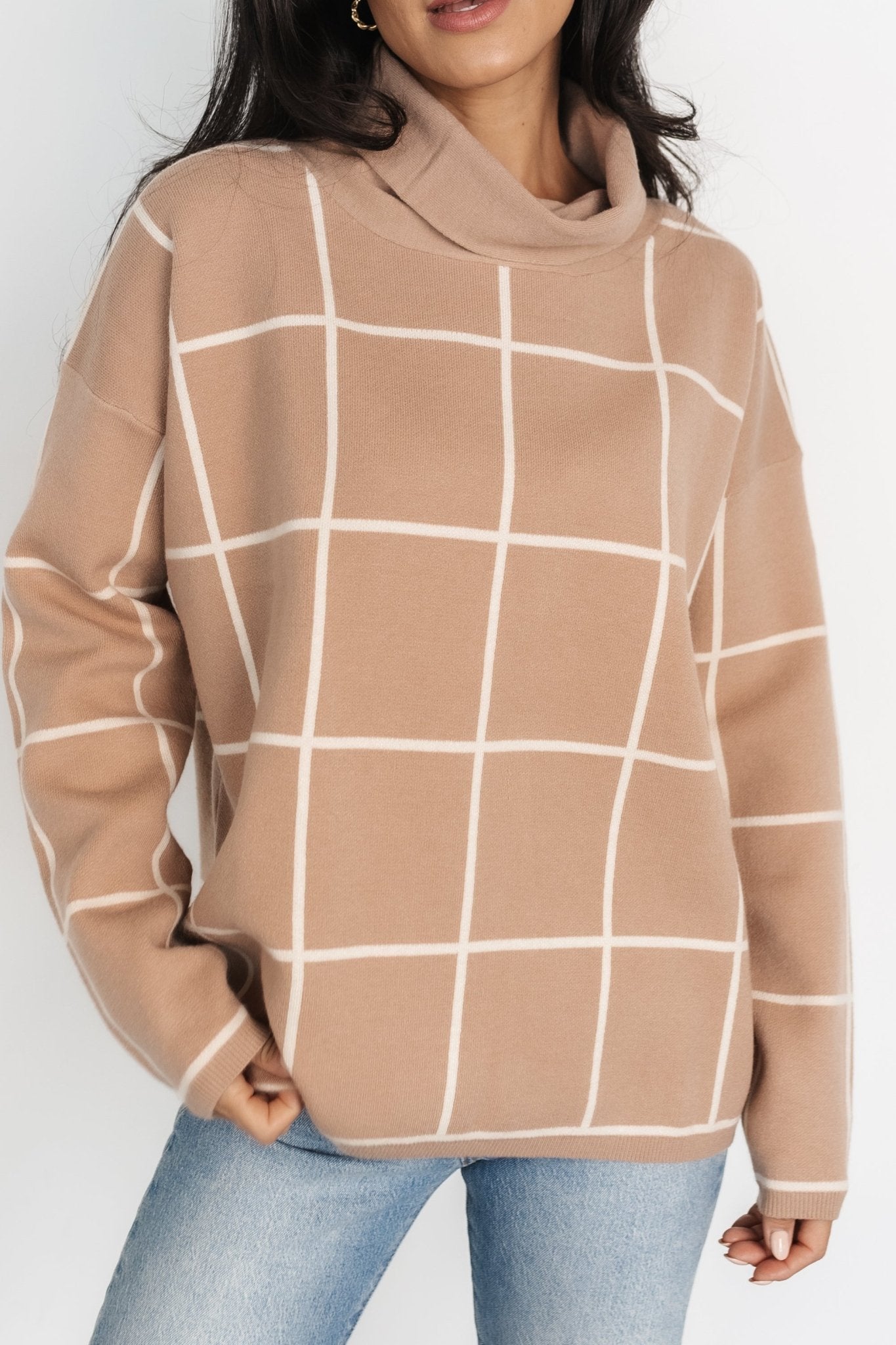 Tahoe Turtleneck Sweater | Taupe + Cream Cheap Best Sale