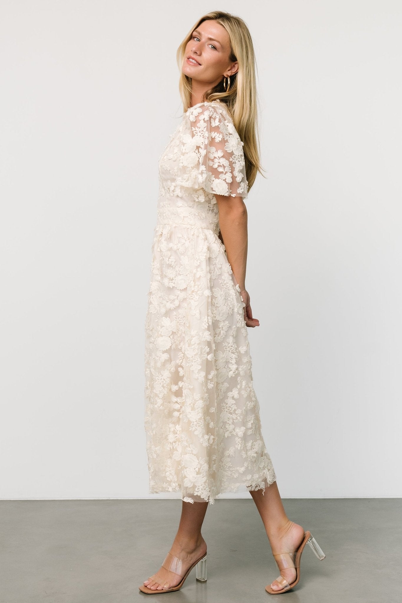 Sadie Embroidered Midi Dress | Vintage Cream Shop Offer For Sale