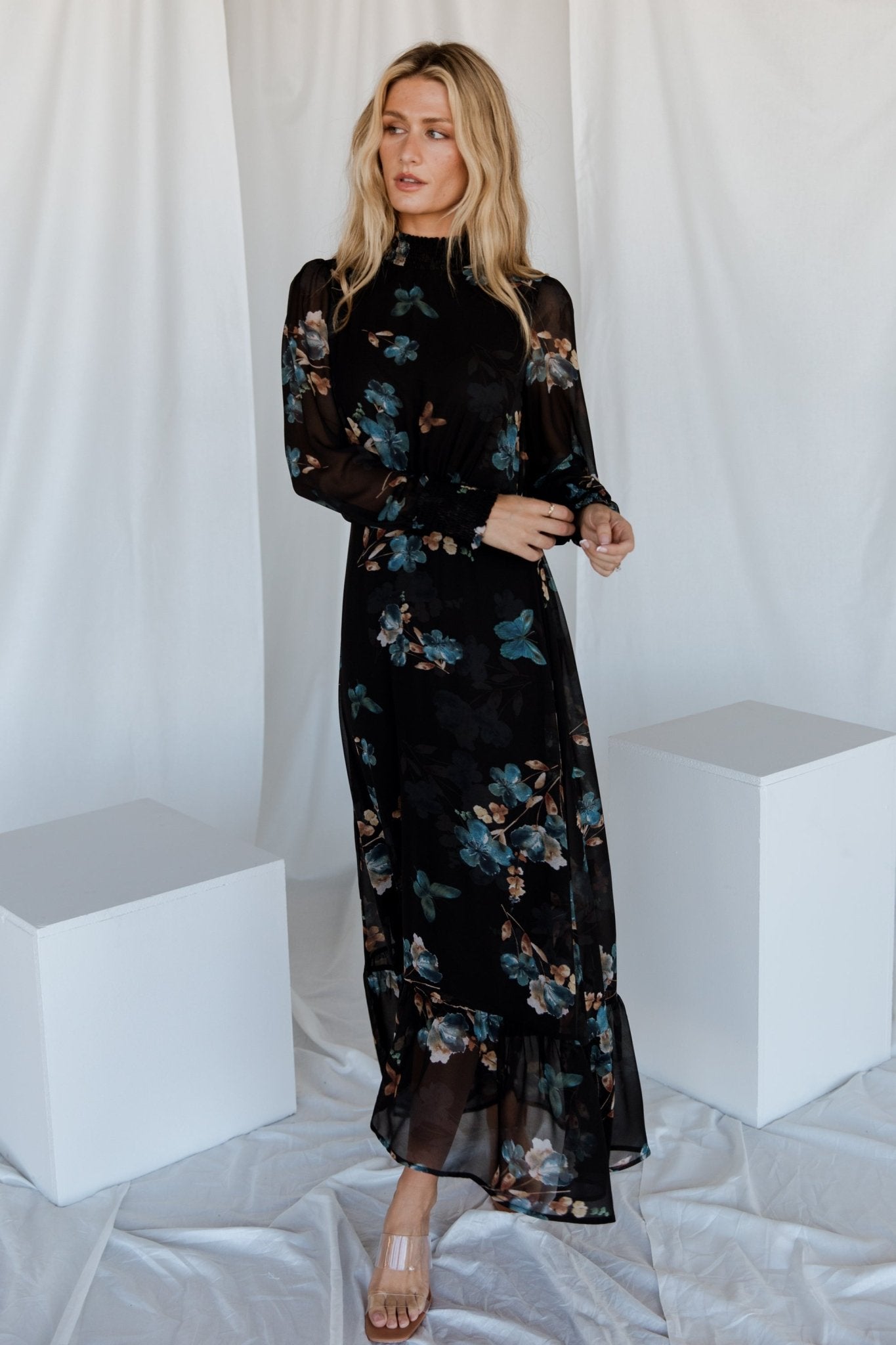 Luciana Maxi Dress | Black + Blue Discount Low Pice