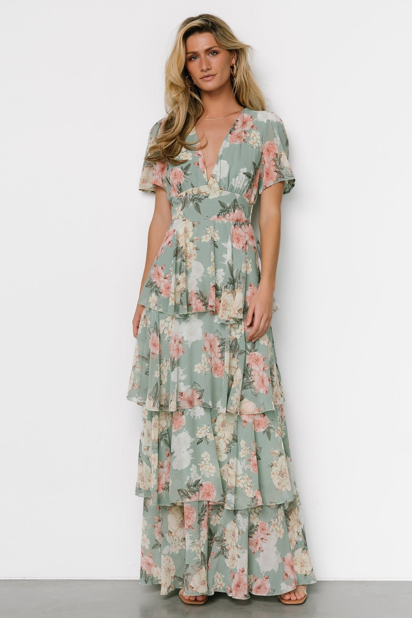 Montaigne Ruffle Maxi Dress | Sage Floral Discount Latest Collections