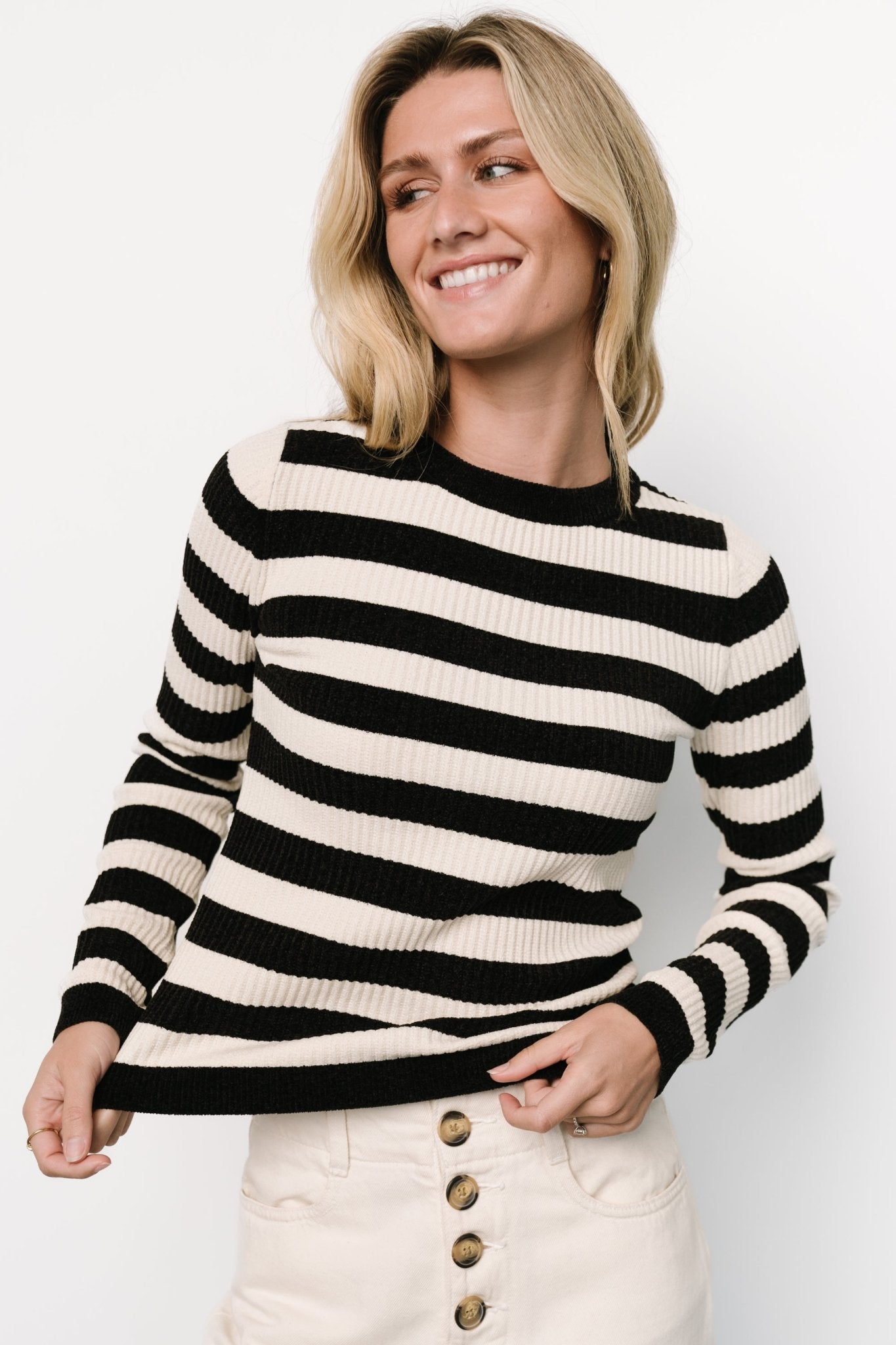 Milwaukee Striped Sweater | Black + Ivory With Paypal For Sale